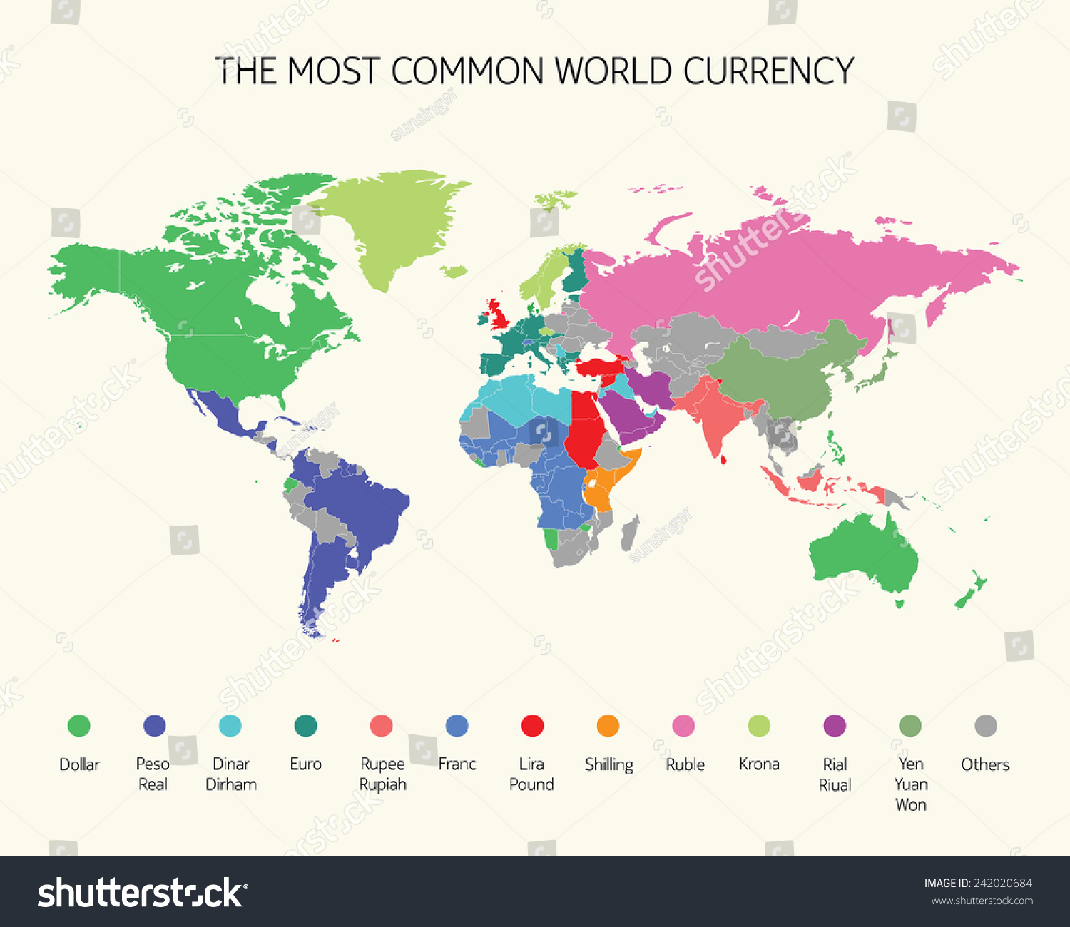 Валюты стран мира на карте