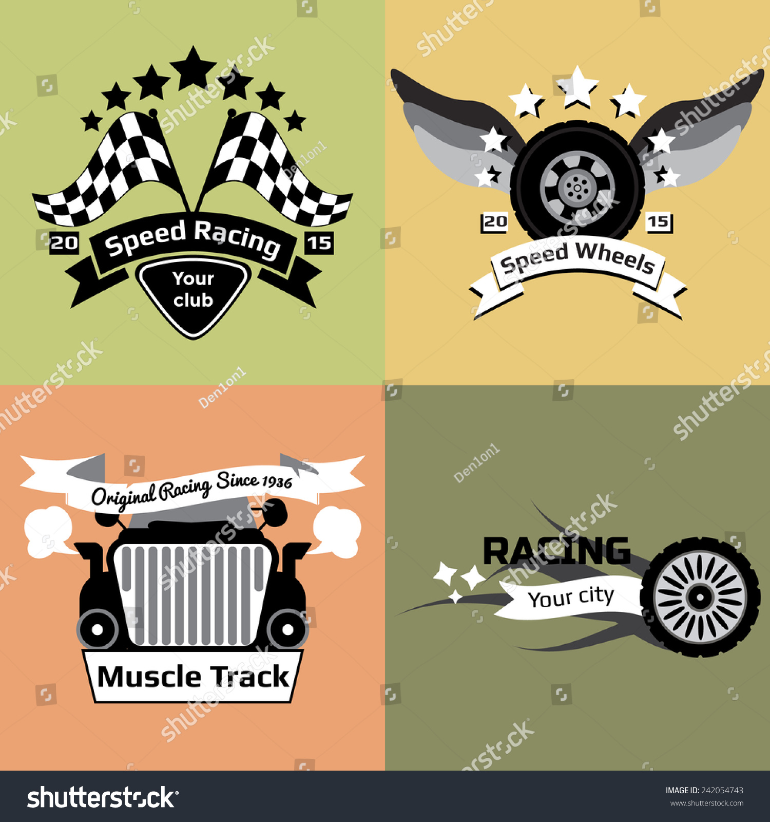 Set Vintage Racing Logos Various Design: стоковые изображения в HD и миллио...