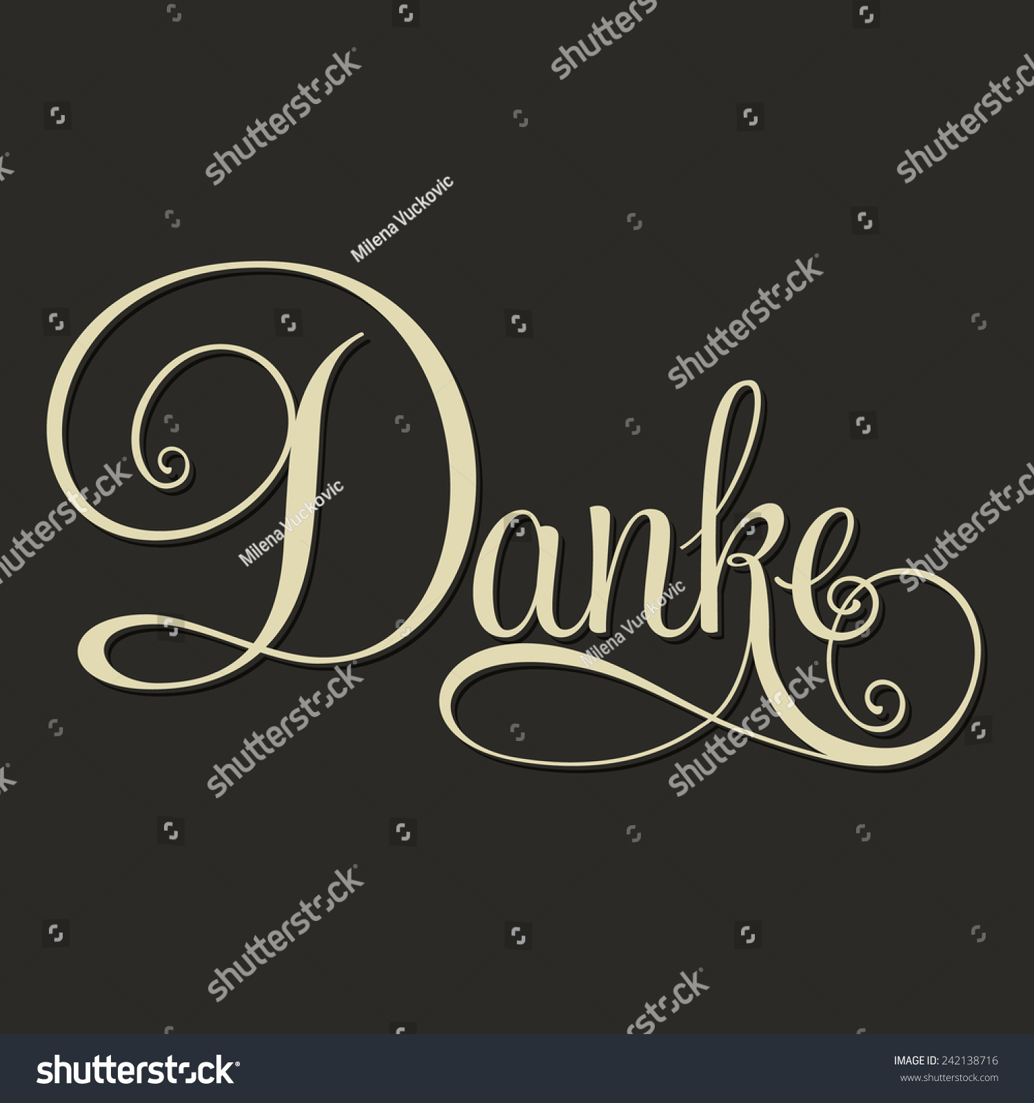 Danke Hand Lettering Monochrome Handmade Calligraphy Stock Vector ...