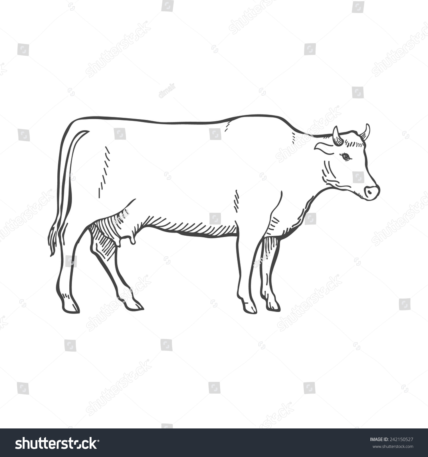 Контур коровы вид сбоку