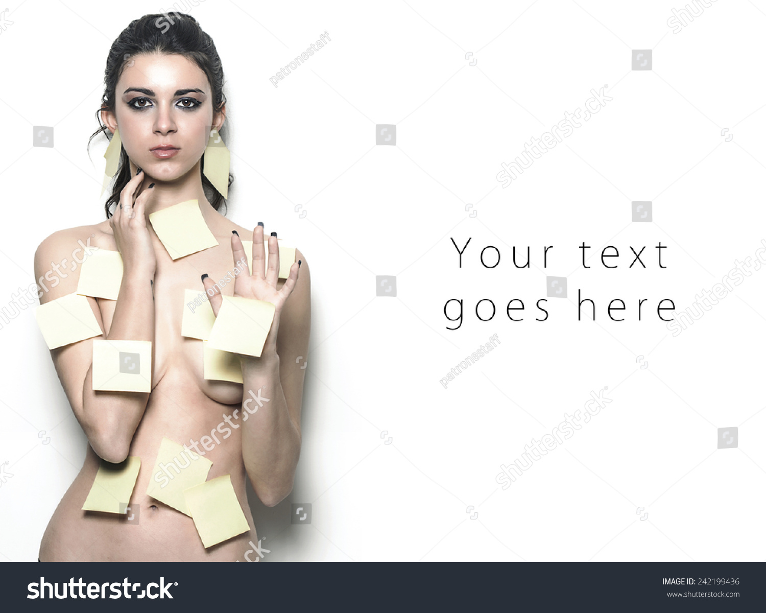 Naked Girl Wearing Postit Notes Card Stock Photo Shutterstock