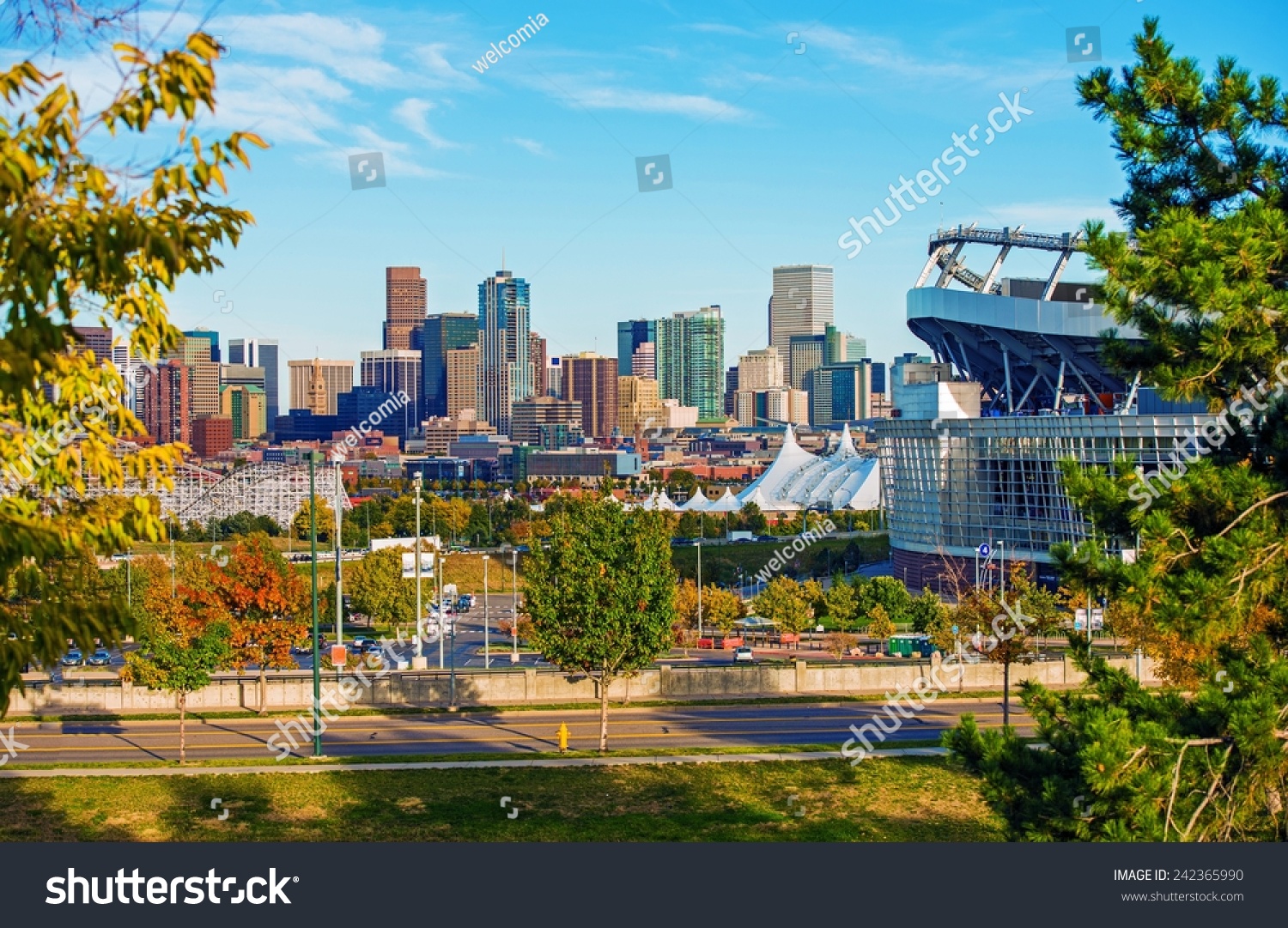 226 Mile High Stadium Denver Colorado Images Stock Photos Vectors   Stock Photo Denver Cityscape Colorado Downtown Denver Skyline And The Mile High Stadium Colorado United 242365990 