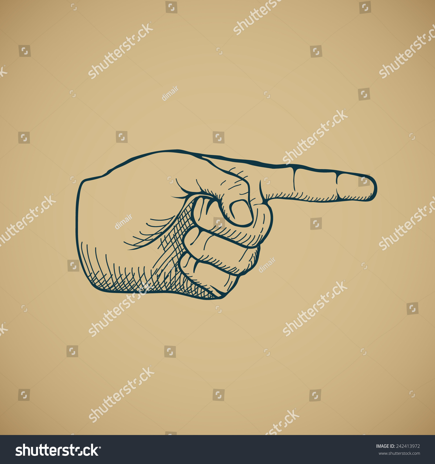 Hand Draw Sketch Vintage Index Finger Stock Vector (Royalty Free ...