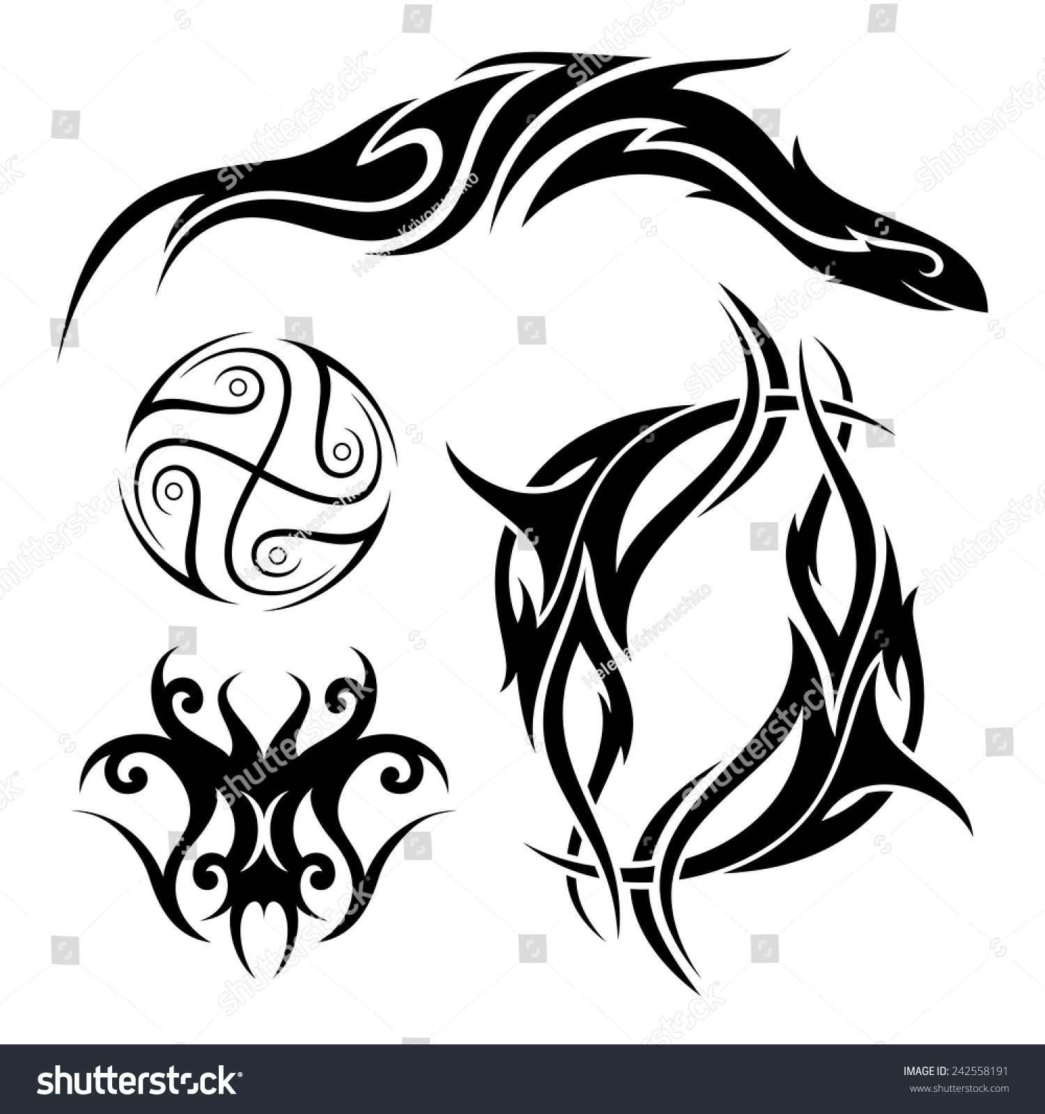 Vector Set Tribal Tattoo Patterned Design Stock Vector (royalty Free 