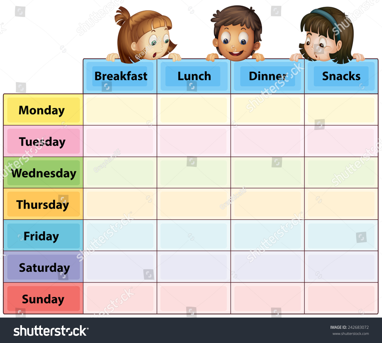 Illustration Timetable Eating Time Stock Vector (Royalty Free ...