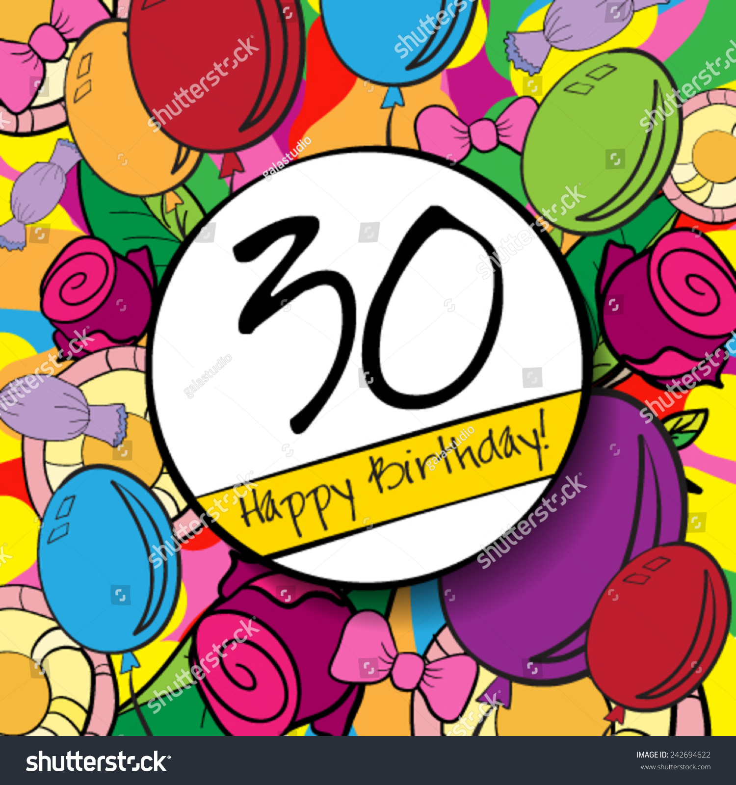 30 Happy Birthday Background Card Colorful Stock Vector (Royalty Free ...