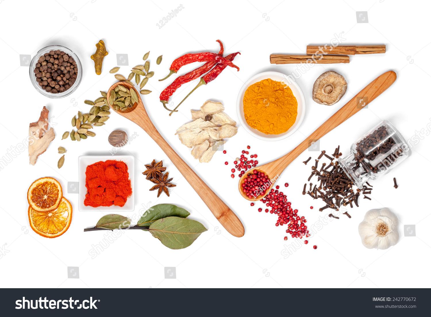 Spices Herbs On White Background Top Stock Photo 242770672 | Shutterstock