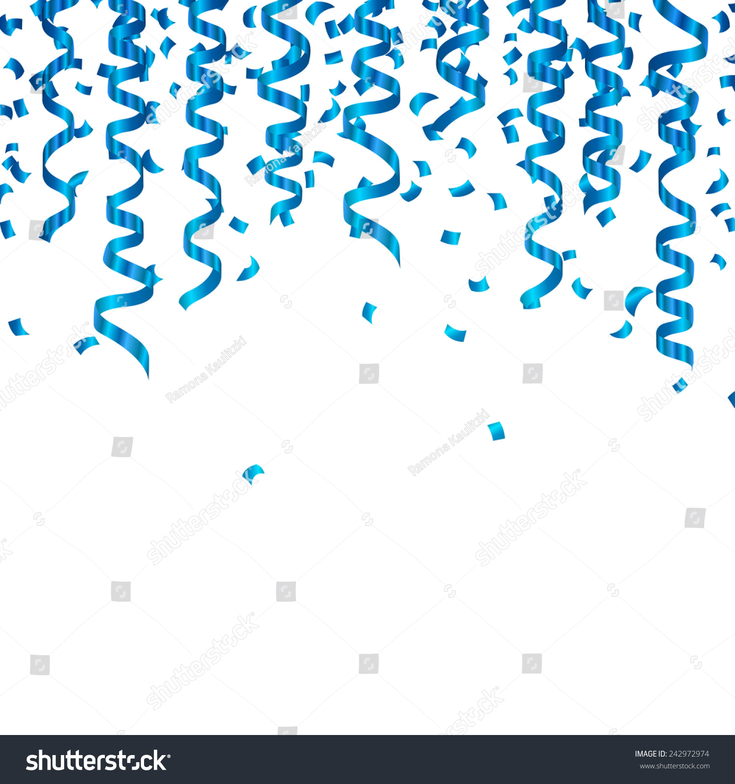 Vector Illustration Blue Confetti Party Streamers Stock Vector (Royalty ...