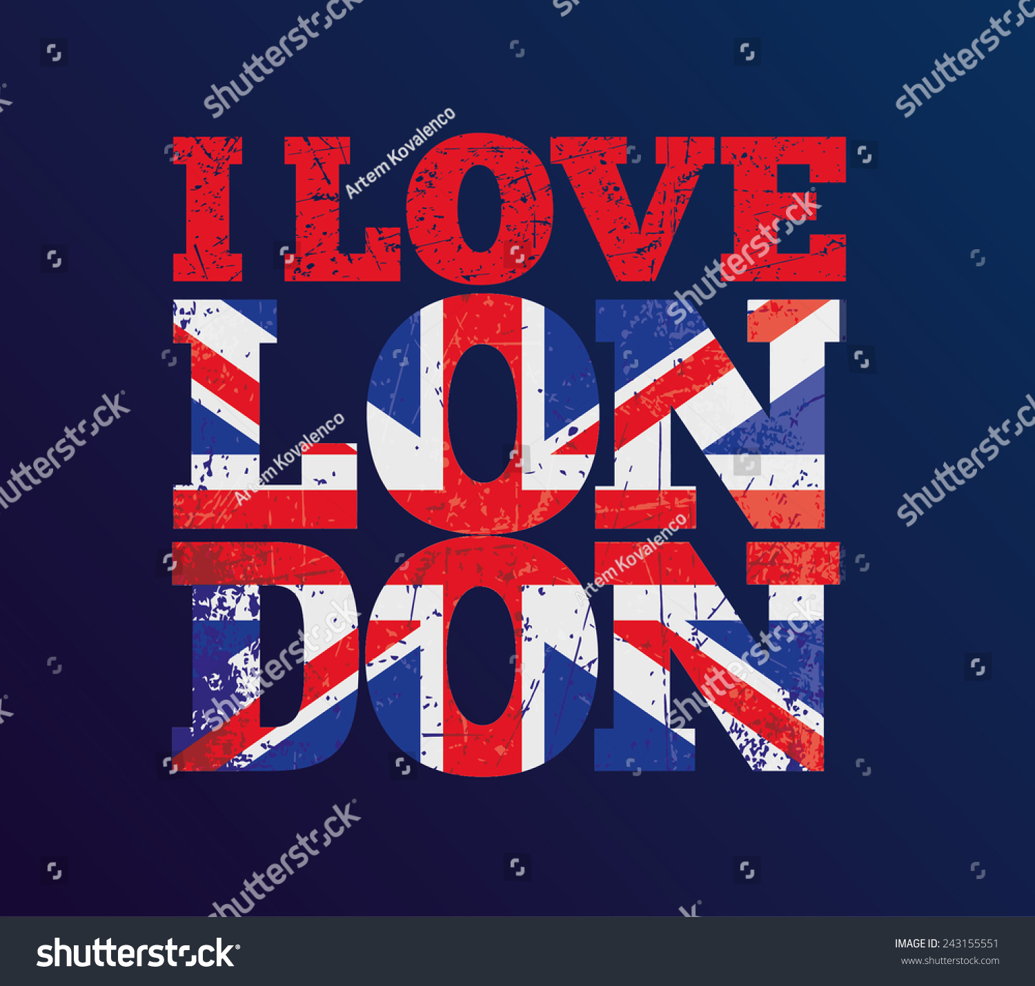 Vector Illustration Tshirt Design Love London Stock Vector (Royalty ...