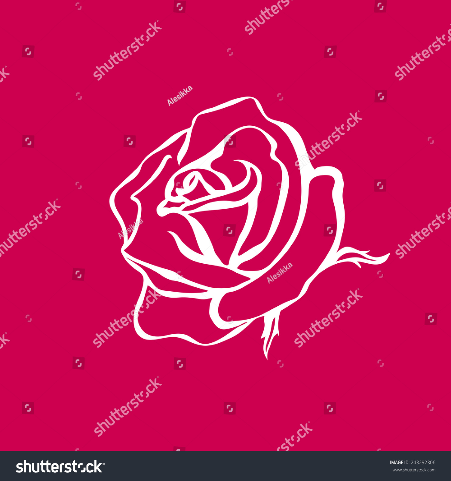 Rose Sketch White Outline On Red Stock Vector (Royalty Free) 243292306 ...