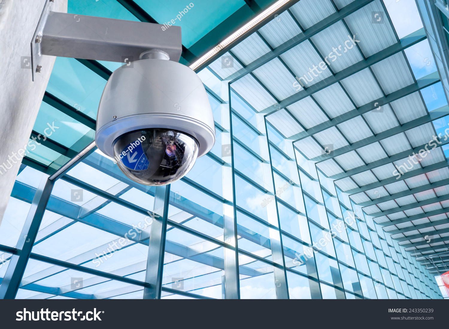 Security Camera Cctv On Location Airport Stock Photo 243350239