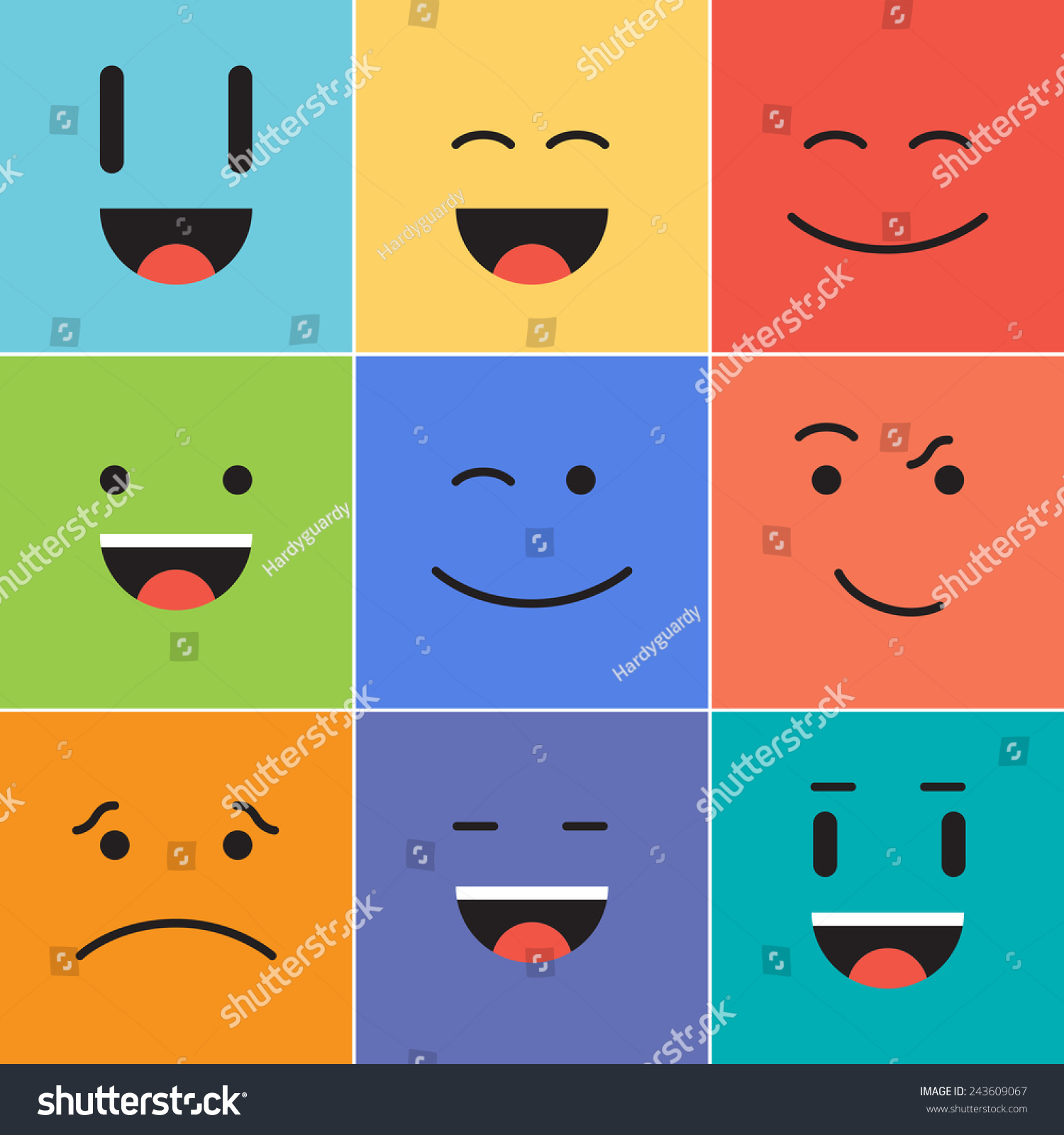 Vector Creative Cartoon Style Smiles Different Stock Vector (Royalty ...