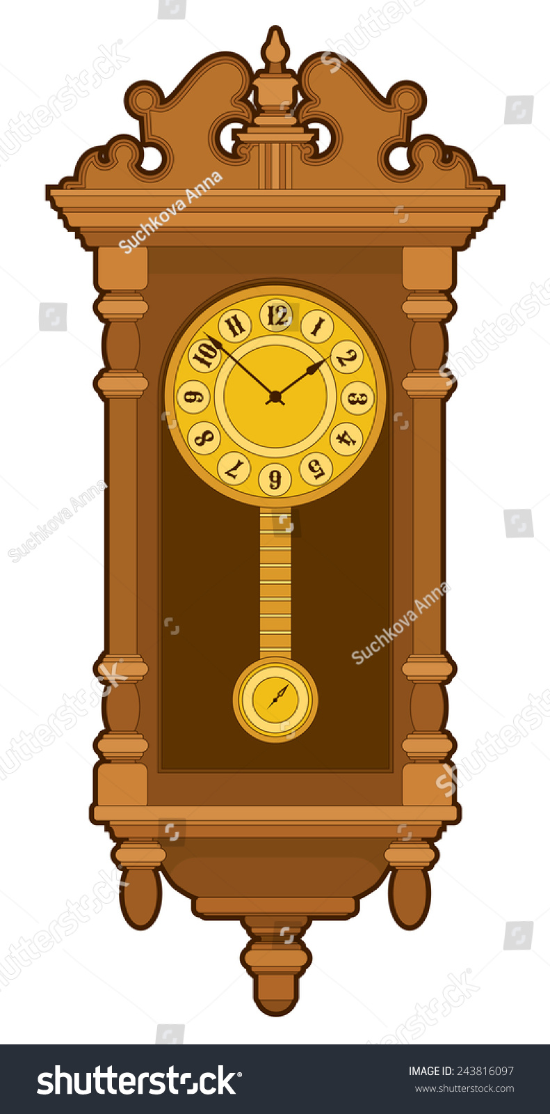 Old Retro Wall Clock Pendulum Vector Stock Vector (Royalty Free ...