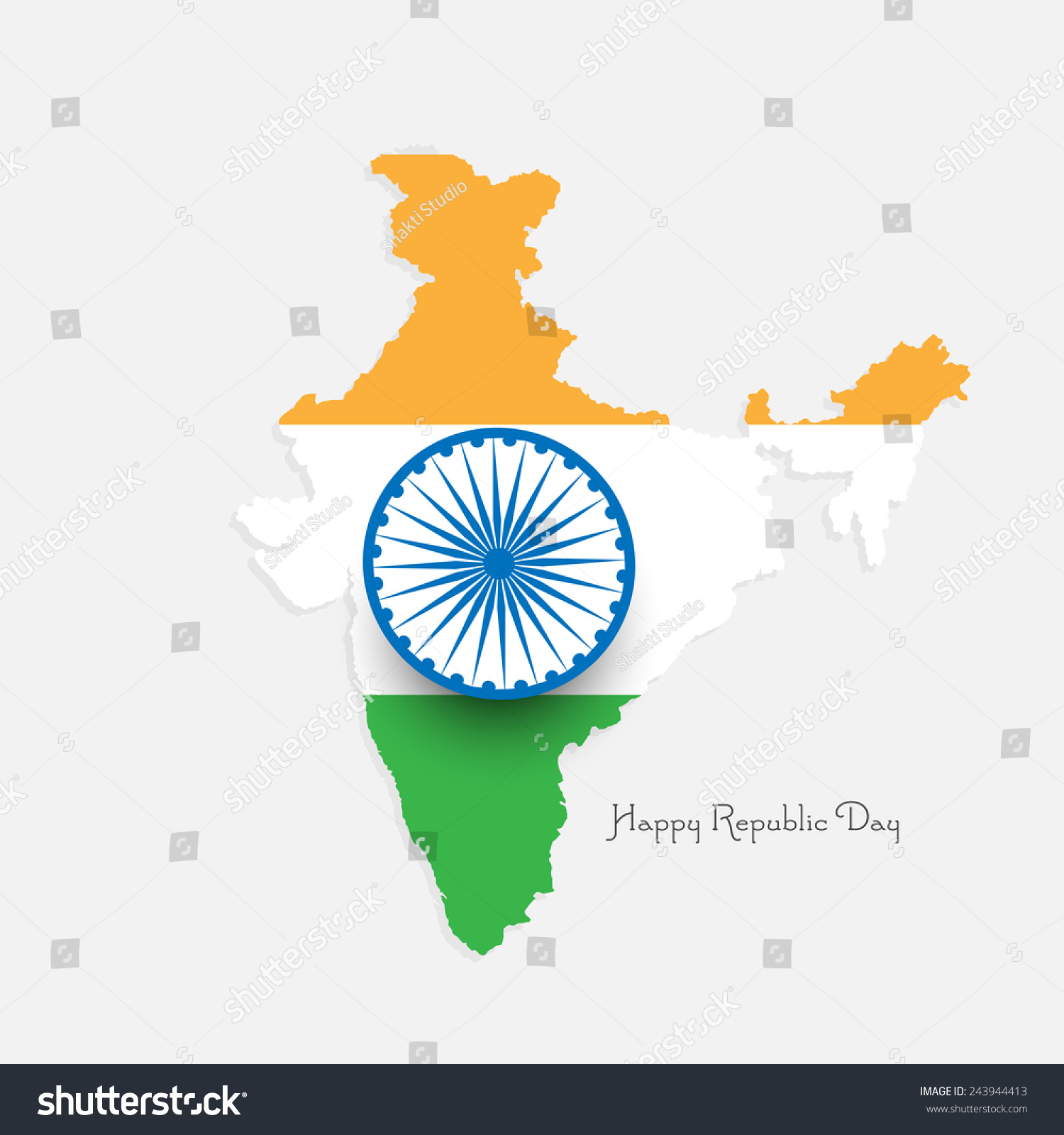 Stylish Creative Background Indian Map Republic Stock Vector (Royalty ...