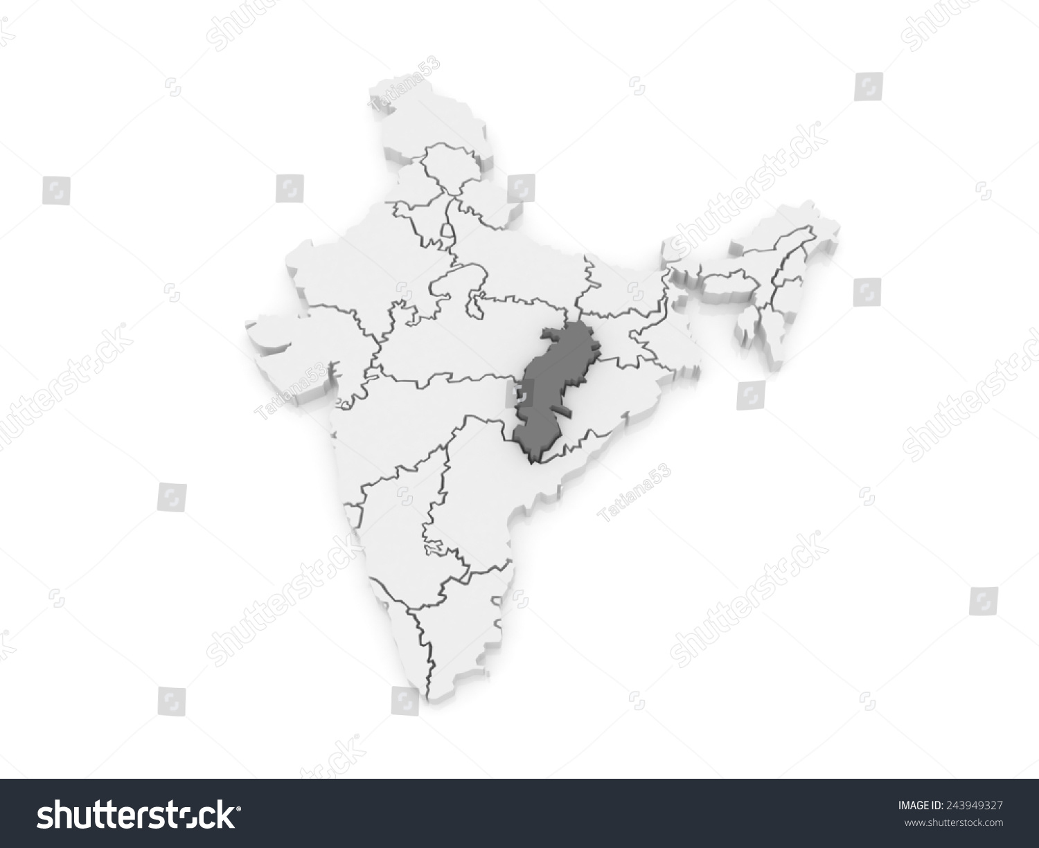 Map Chhattisgarh India 3d Stock Illustration 243949327 | Shutterstock