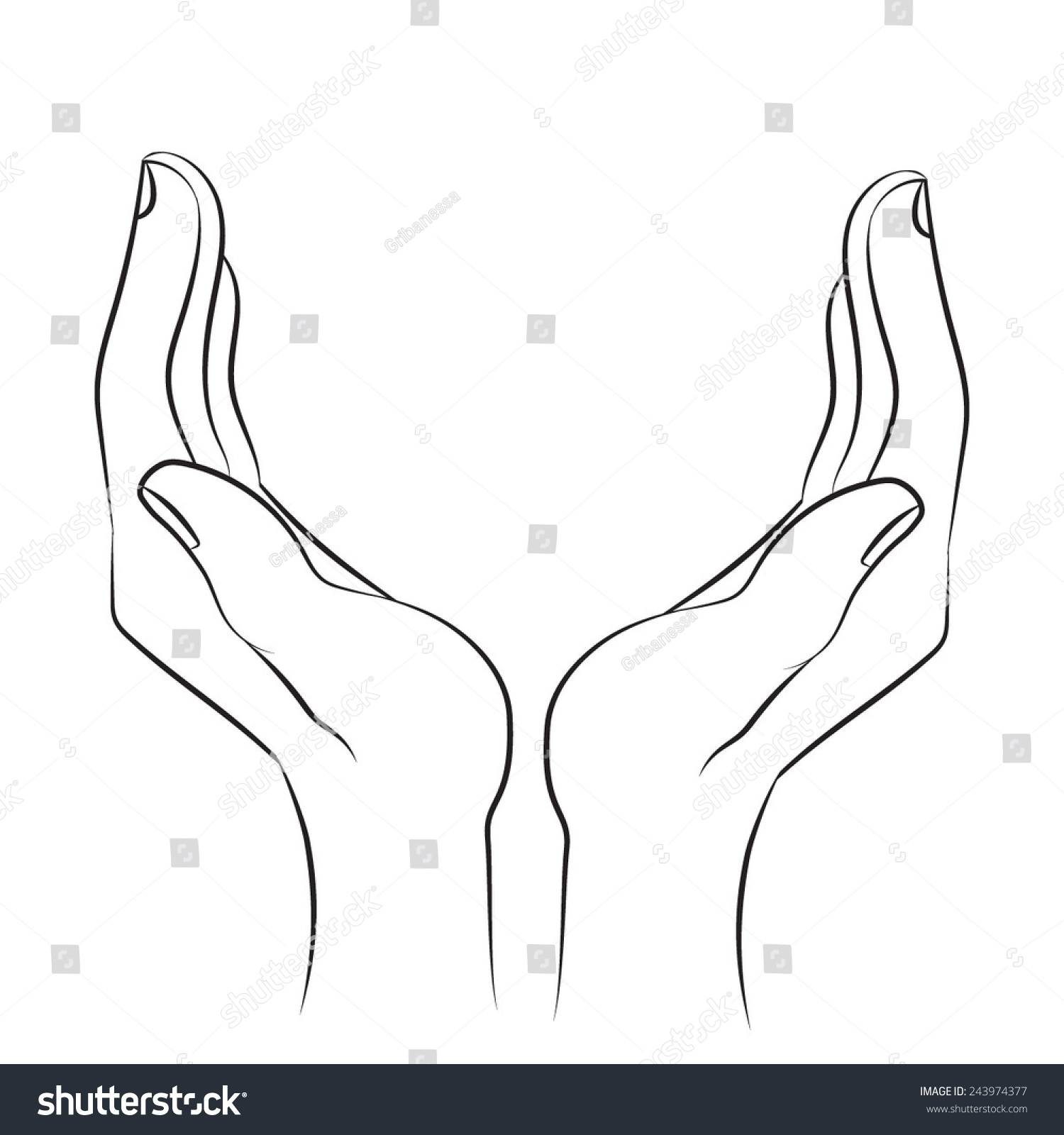 Hand Palm Handful Black White Illustration Stock Vector (Royalty Free ...