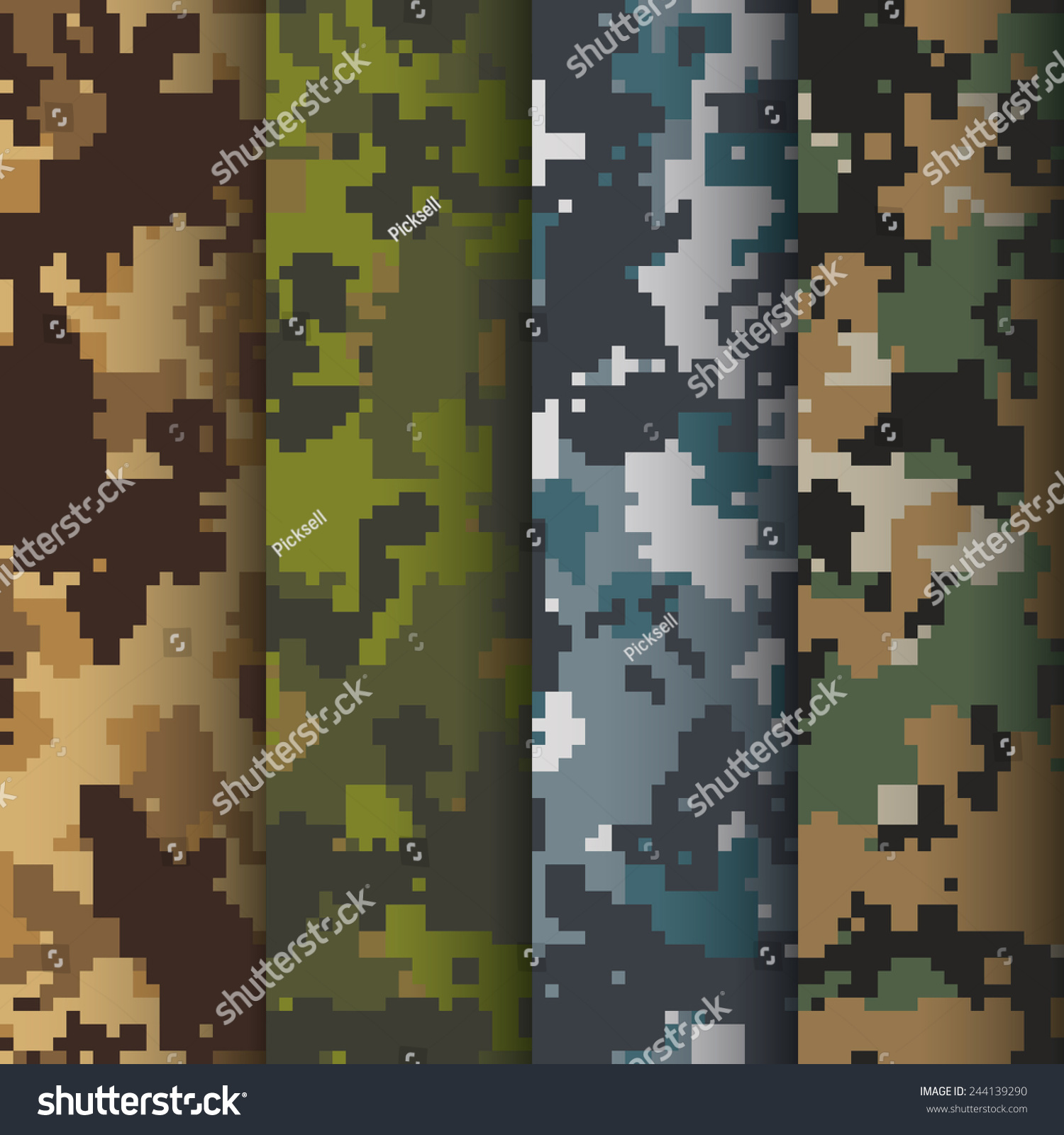 Set 4 Digital Camo Patterns Vector Stock Vector (Royalty Free ...