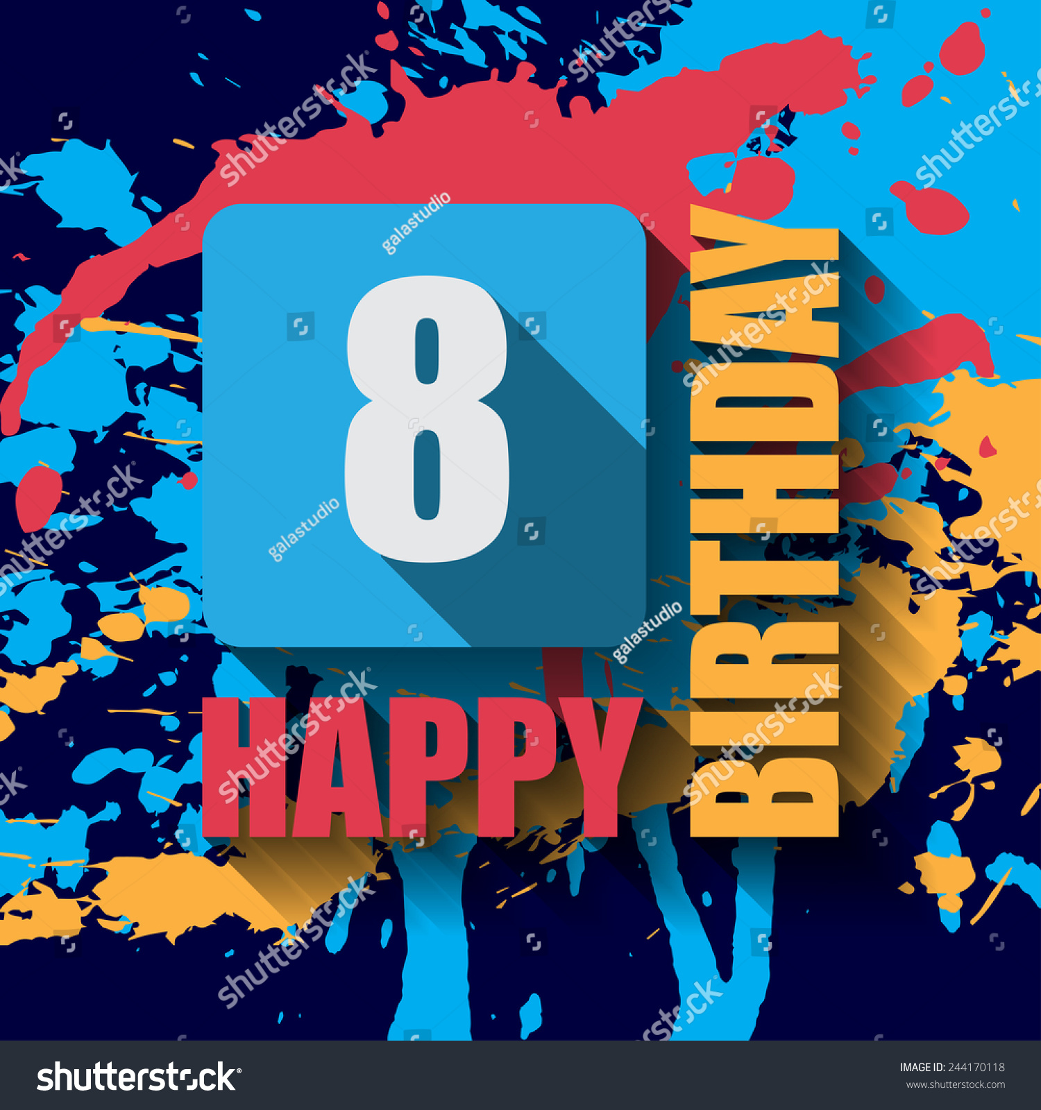 8 Happy Birthday Background Card Colorful Stock Illustration 244170118