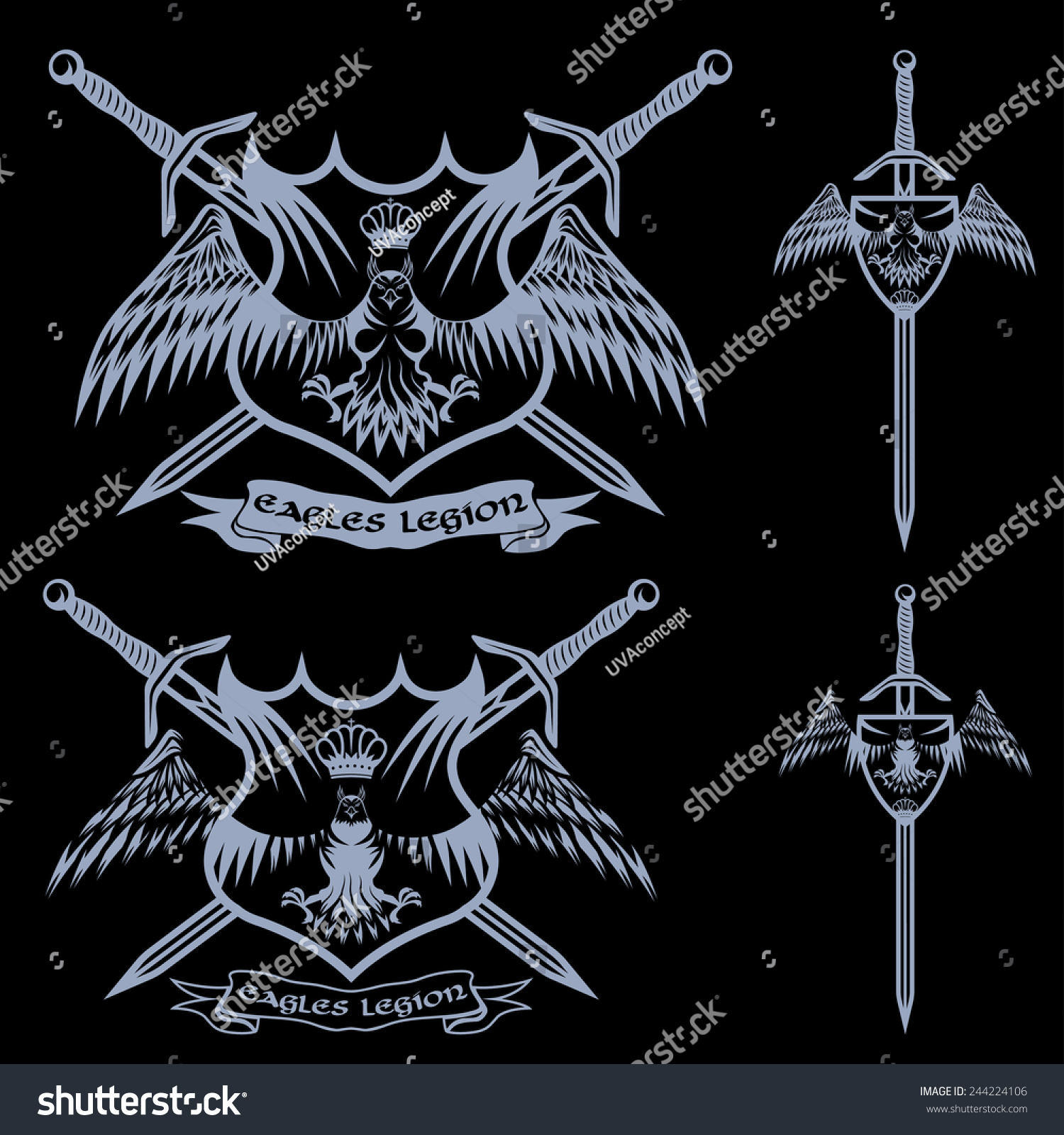 Eagle Crown Swords Crests Collection Stock Vector (Royalty Free ...