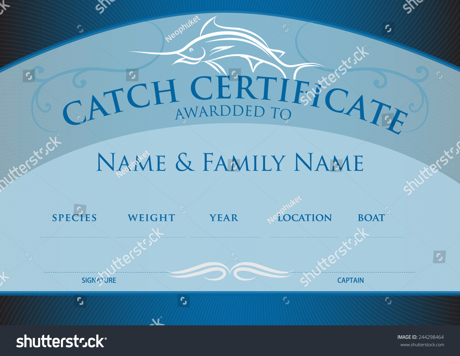 Catch Certificate Angler Vector Illustration Stock Vector (Royalty Free ...