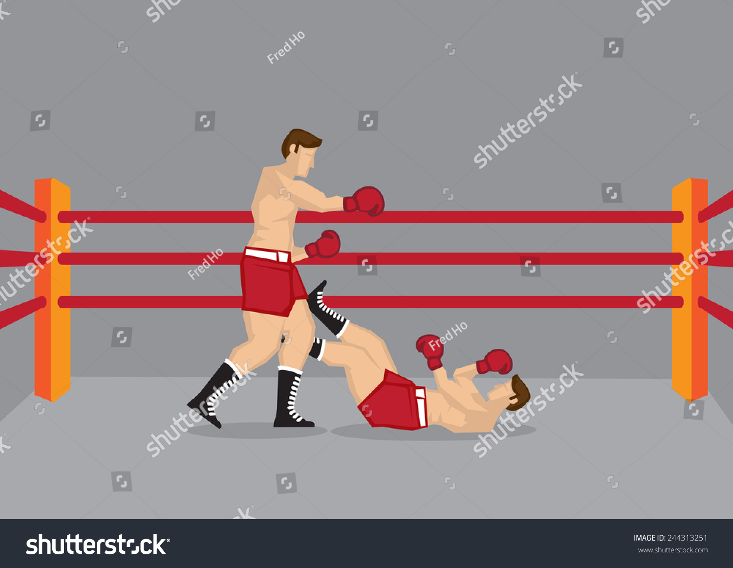 Vector Illustration Two Boxers Boxing Ring Stock Vector (Royalty Free ...