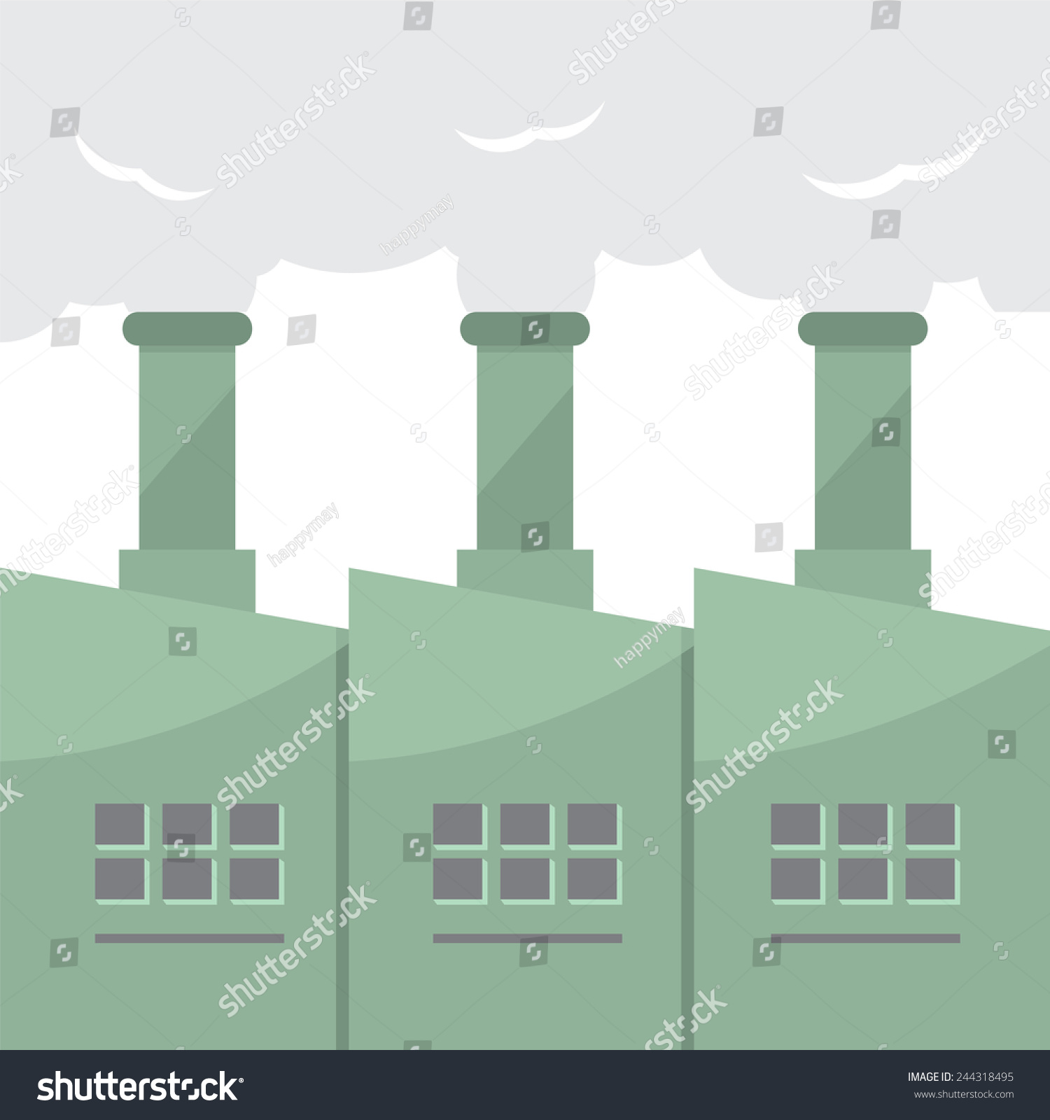 Factory Building Smoke Stacks Vector Illustration Stock Vector (Royalty ...