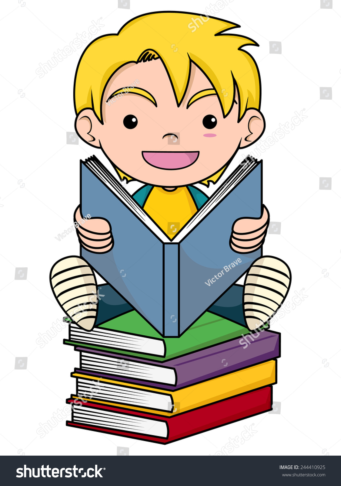 Child Reading Book Vector Illustration Isolated Stock Vector (Royalty ...