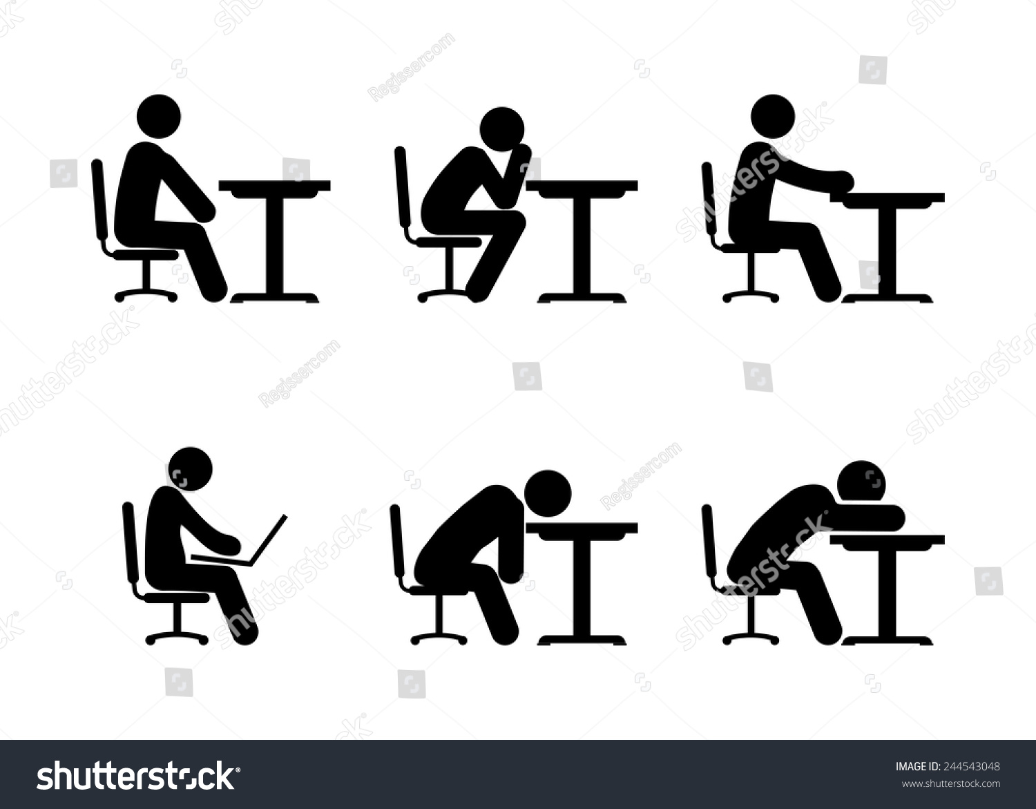 Pictogram Businessman Student Working On Computer Stock Vector (Royalty ...