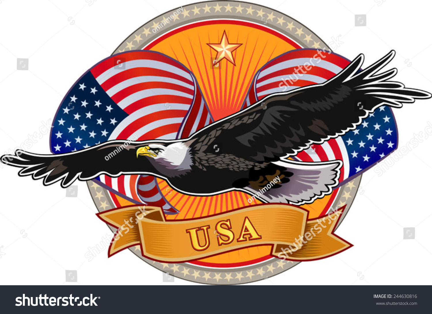 American Eagle Usa Flags Stock Vector (Royalty Free) 244630816 ...