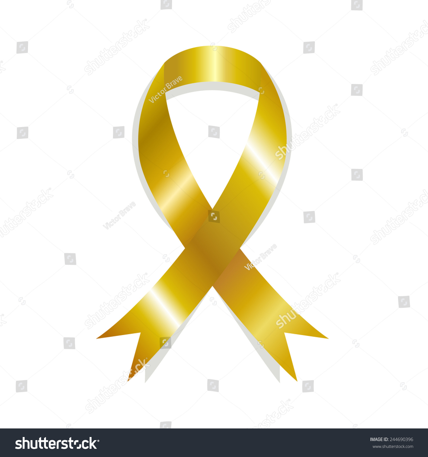 Golden Awareness Ribbon Childhood Cancer Vector Stock Vector (Royalty ...