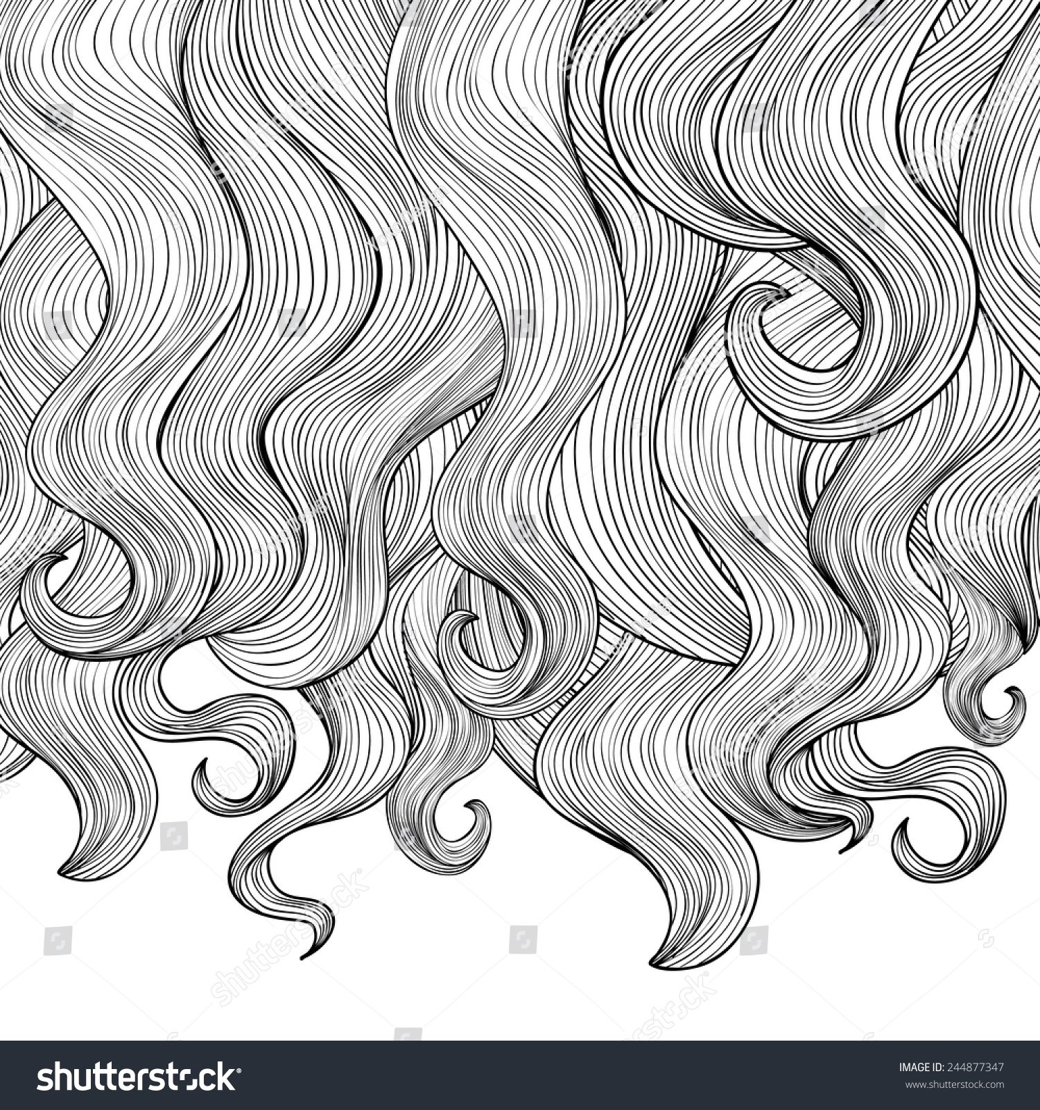 Hair Background Beautiful Curly Hair Border Stock Vector (Royalty Free ...