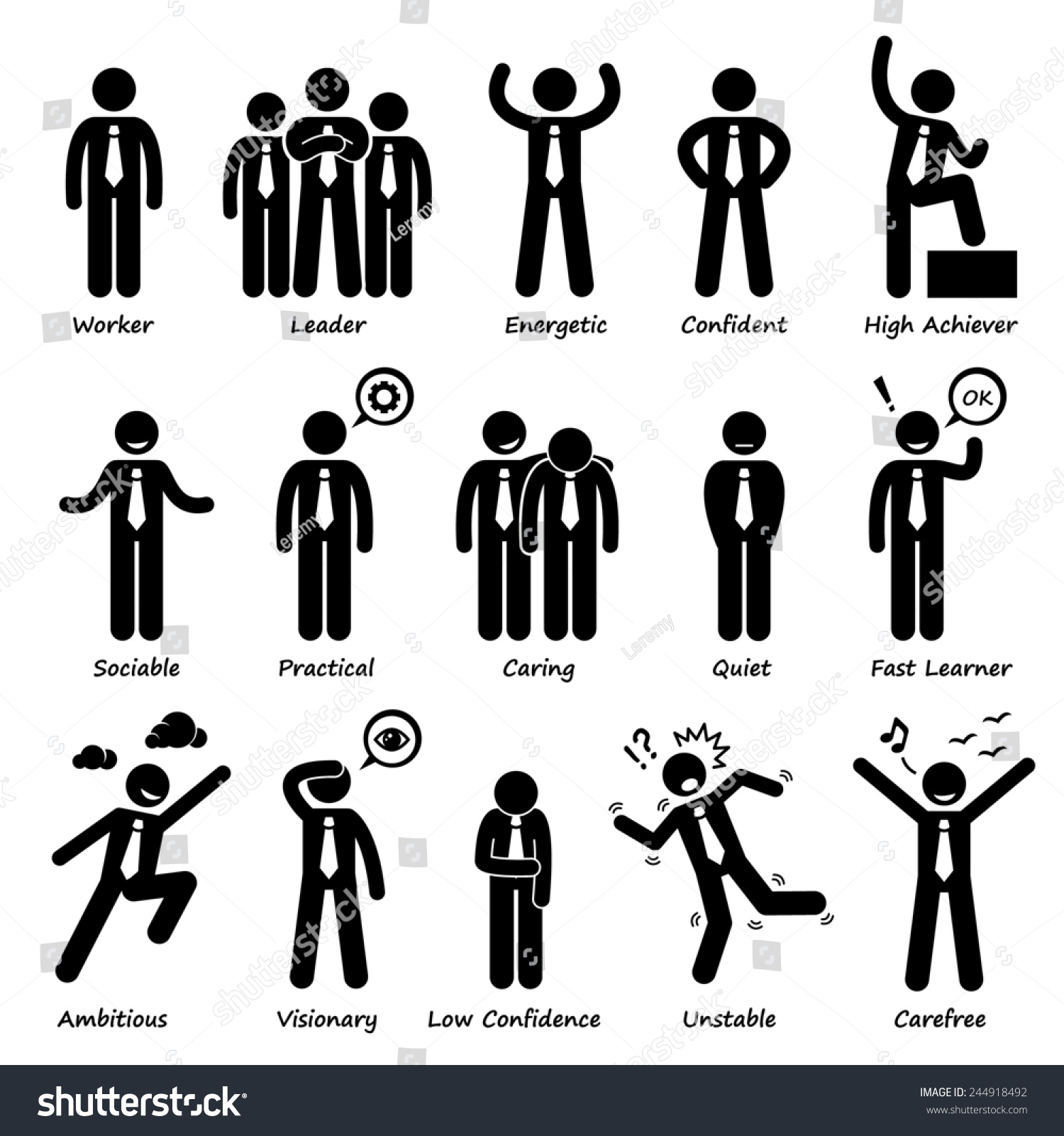 Businessman Attitude Personalities Characters Stick Figure Stock ...