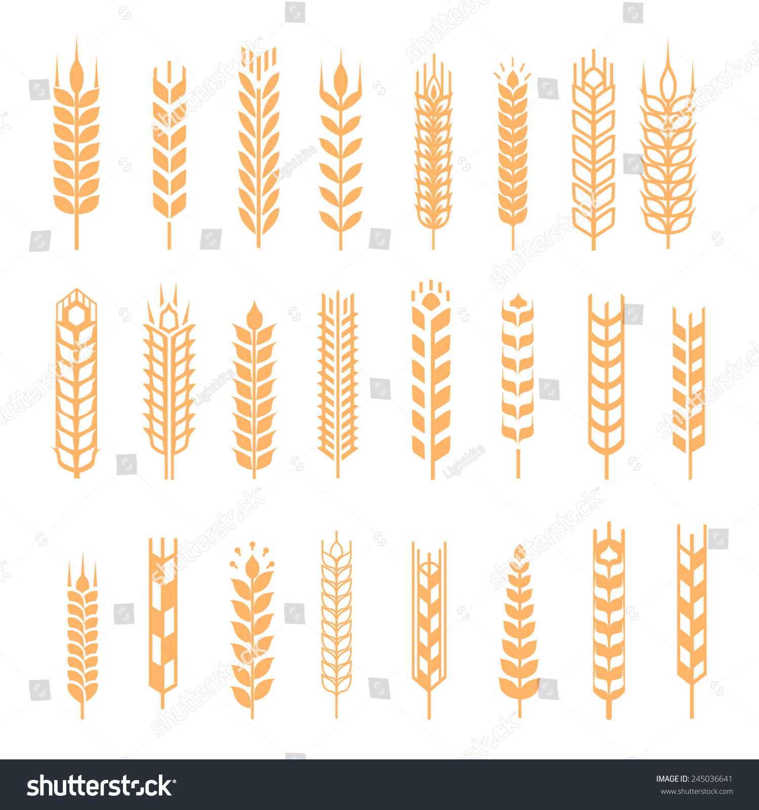 Wheat Ear Icons Set Design Elements Stock Vector (Royalty Free ...