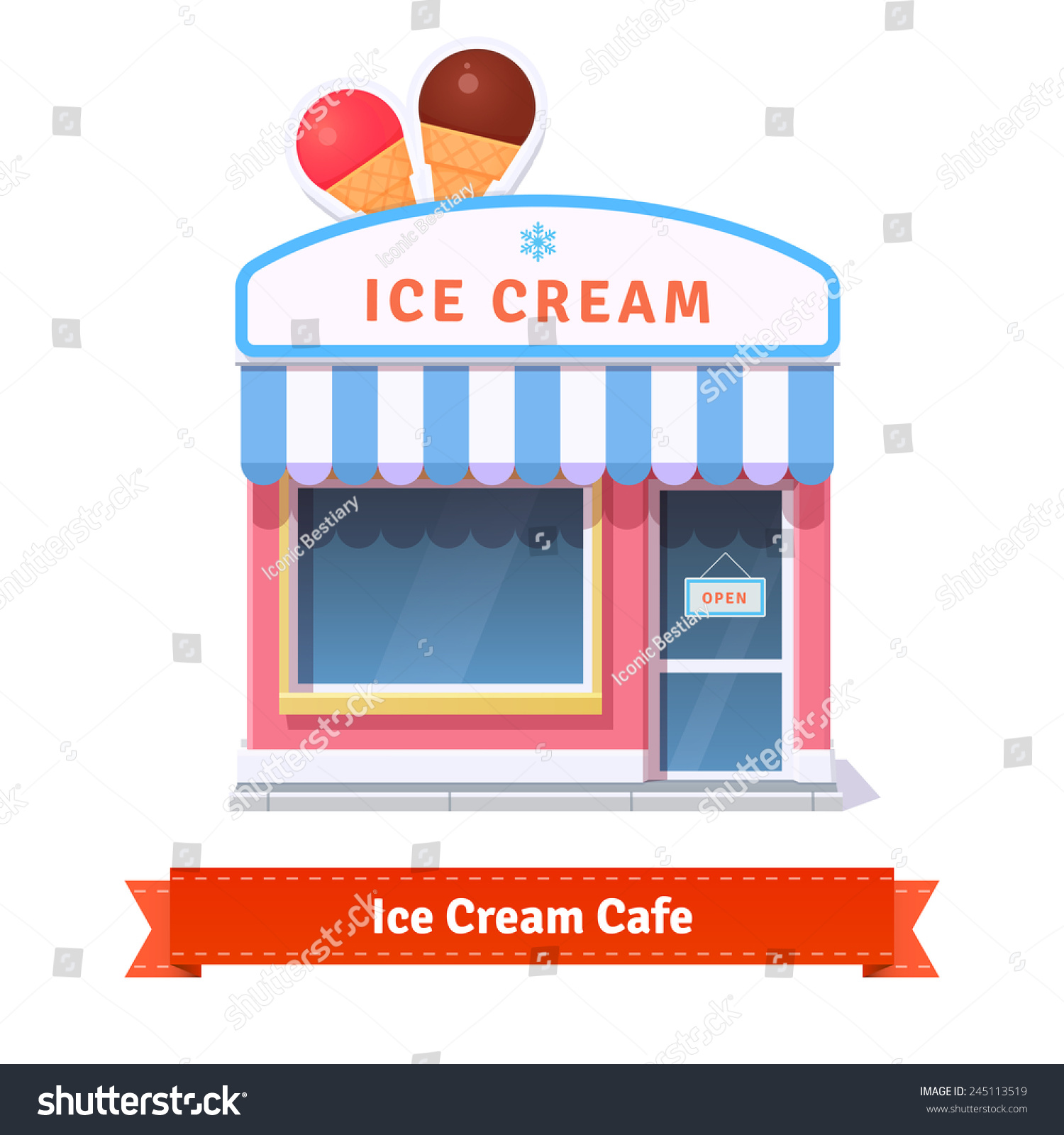 Ice Cream Restaurant Shop Building Facade Stock Vector (Royalty Free ...