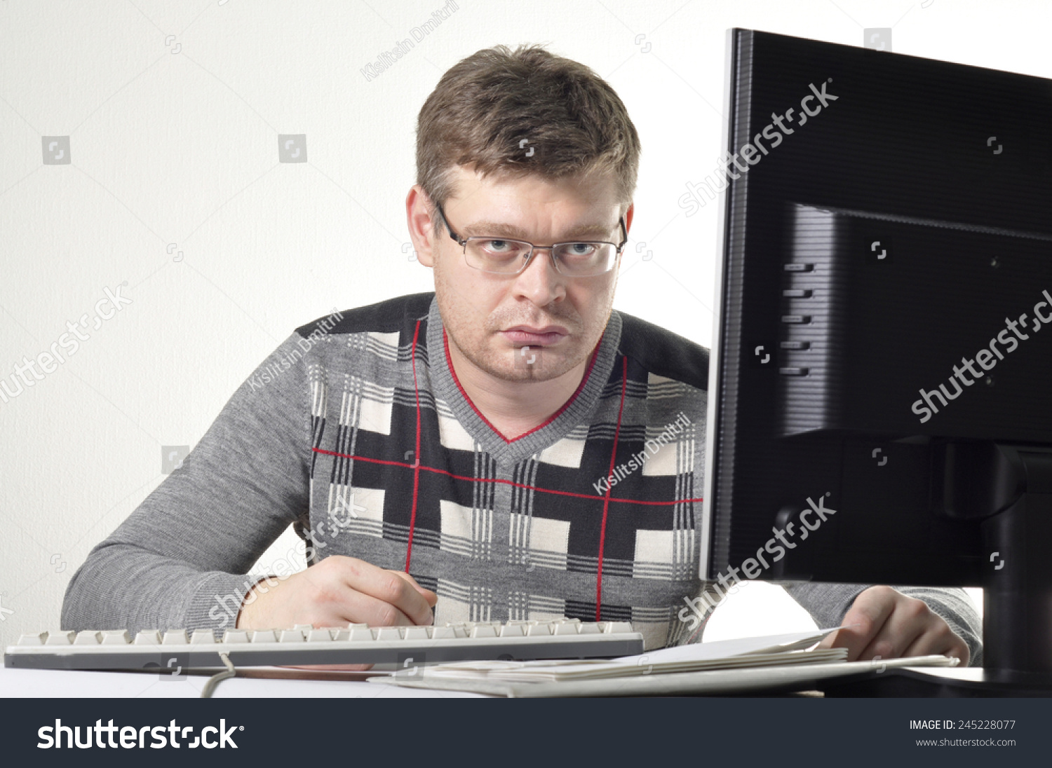 Serious Angry Man Computer Stock Photo 245228077 | Shutterstock