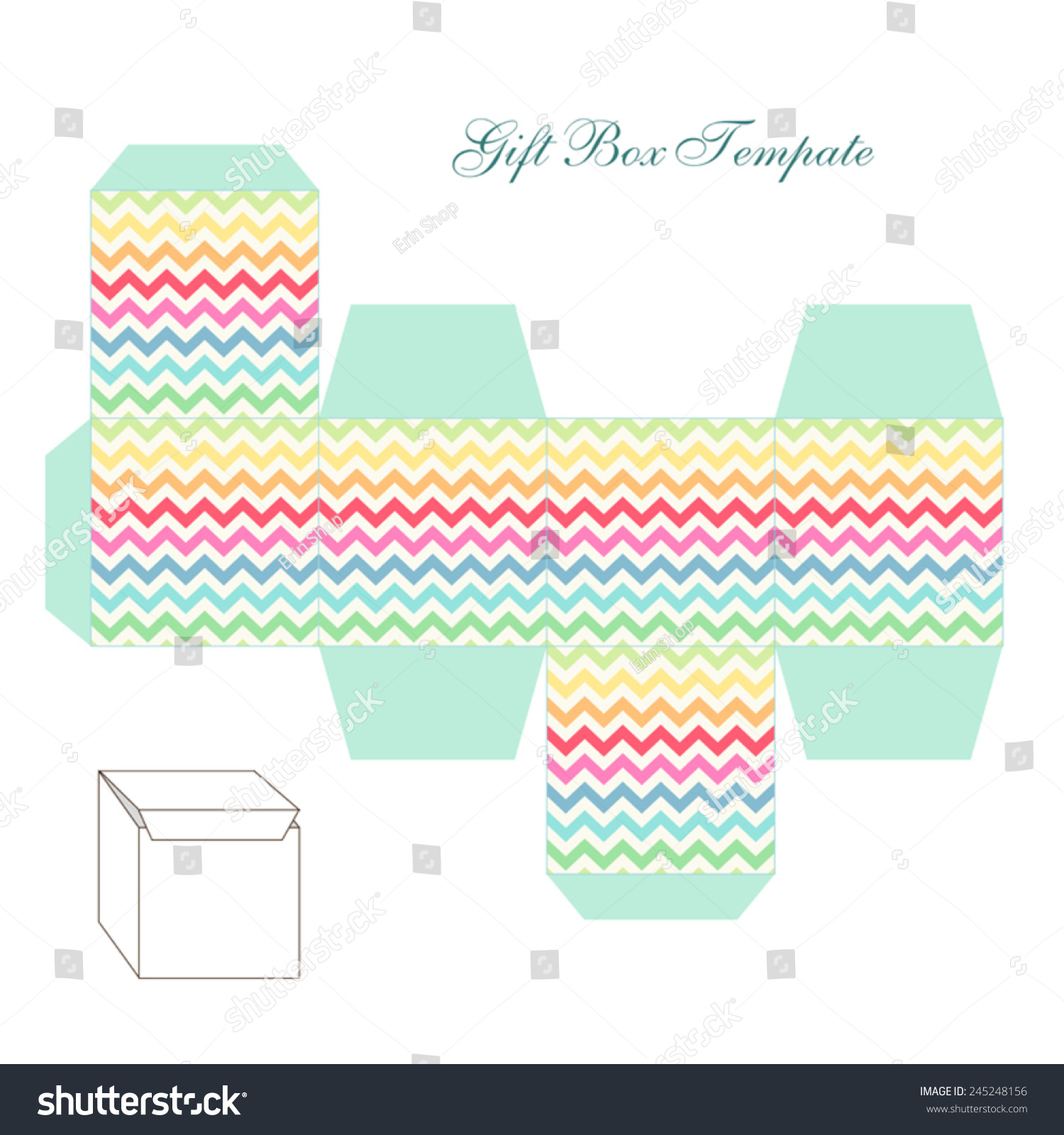 Cute Square Gift Box Template Retro Stock Vector (Royalty Free ...