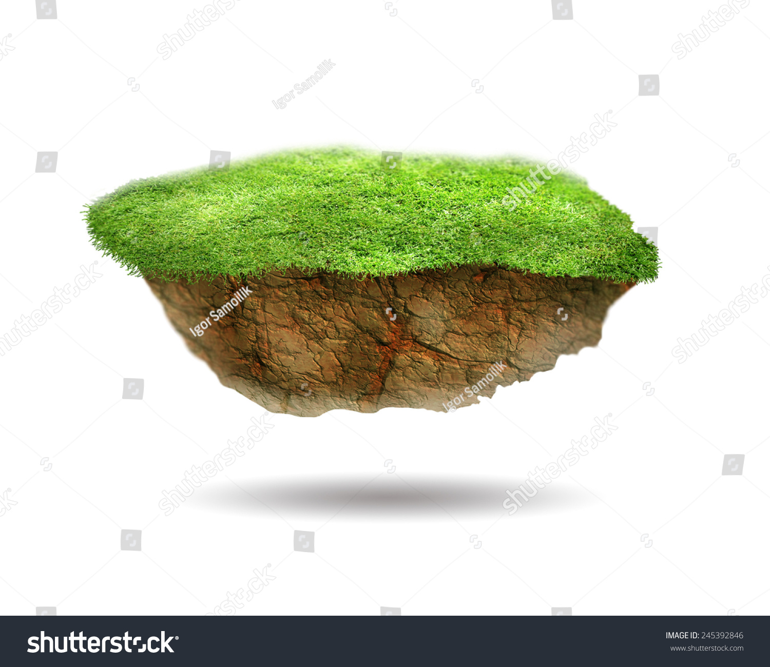 Floating Island On White Background Stock Illustration 245392846 ...