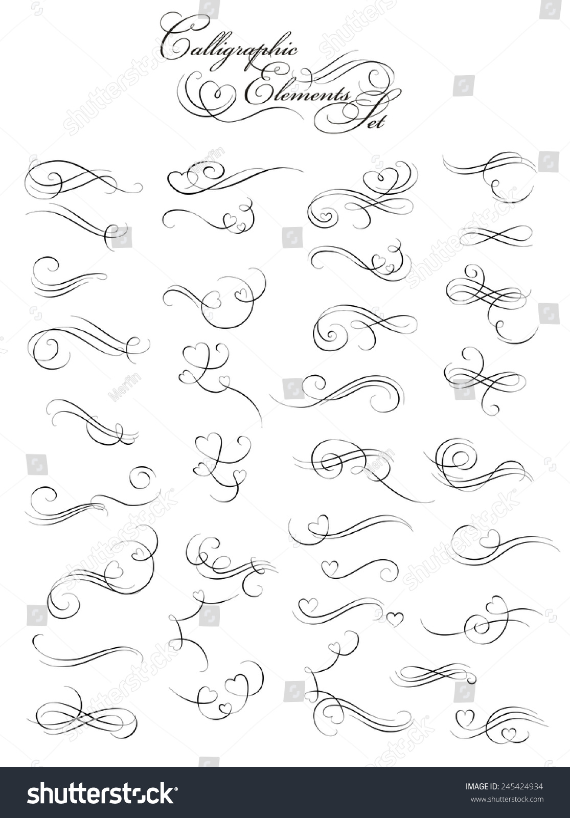 Set Decorative Calligraphic Design Elements Can Stock Vector (Royalty ...