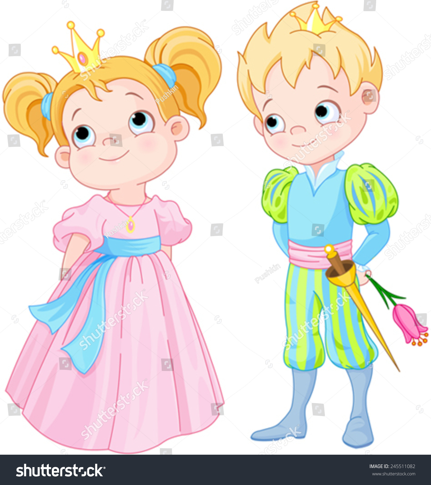 Illustration Very Cute Prince Princess Stock Vector (Royalty Free ...