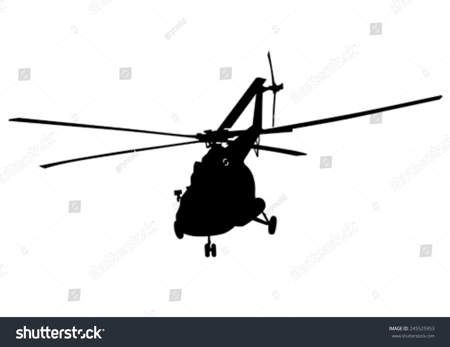 Silhouette Large Helicopter On White Background Stock Vector (Royalty ...