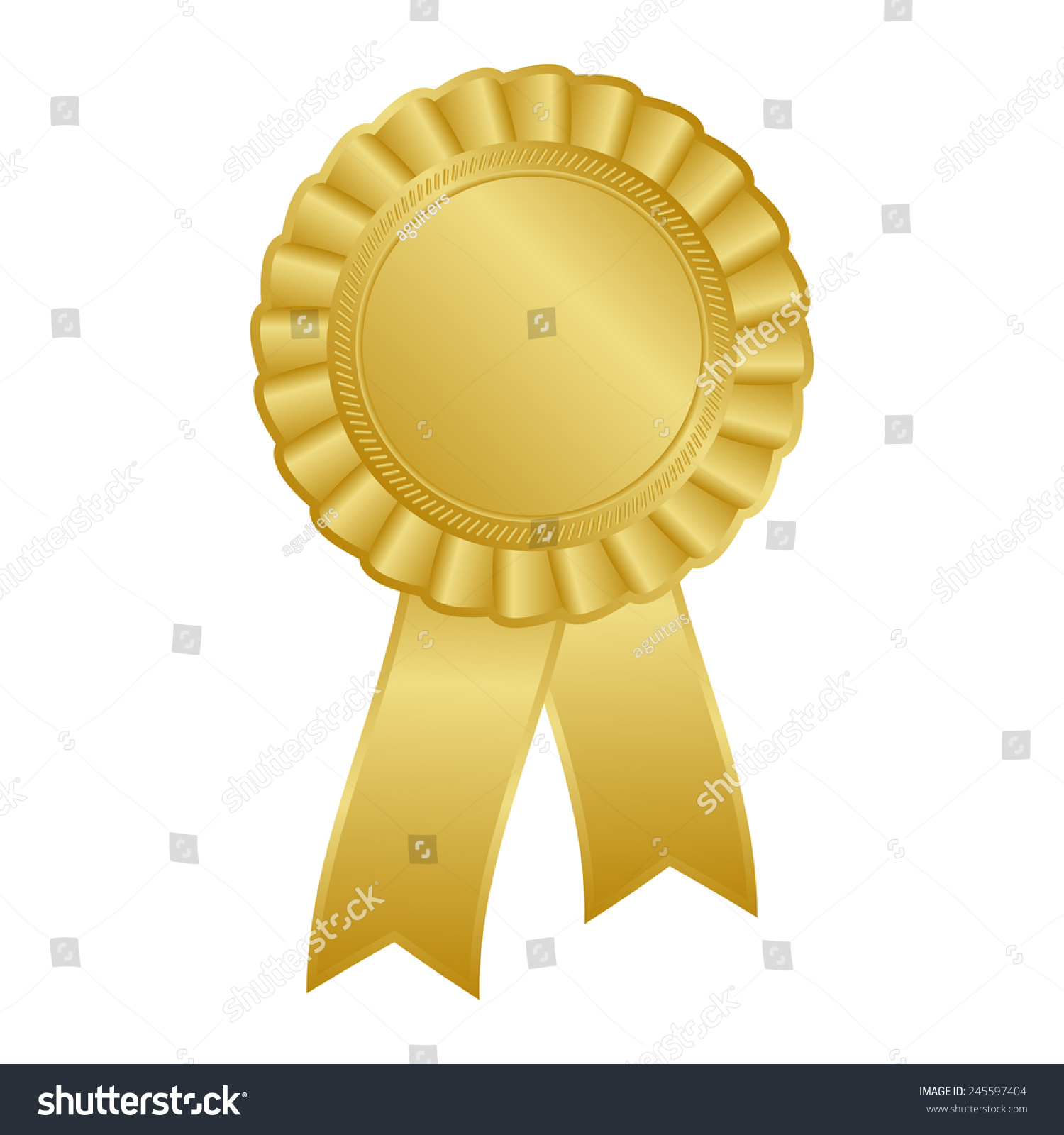 Gold Blank Award Rosette Ribbon Stock Vector (Royalty Free) 245597404 ...