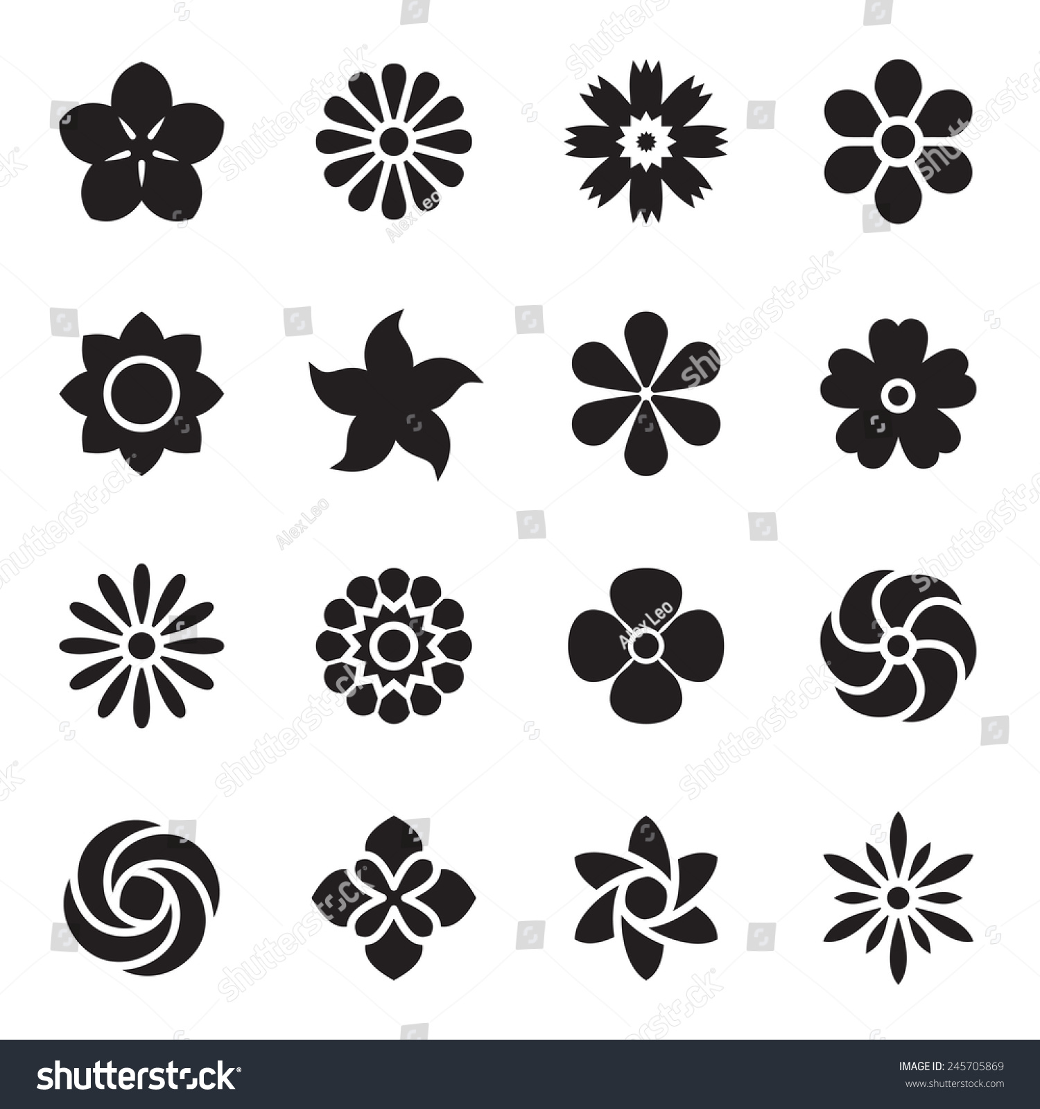 Flower Icons Vector Illustration Stock Vector (Royalty Free) 245705869 ...