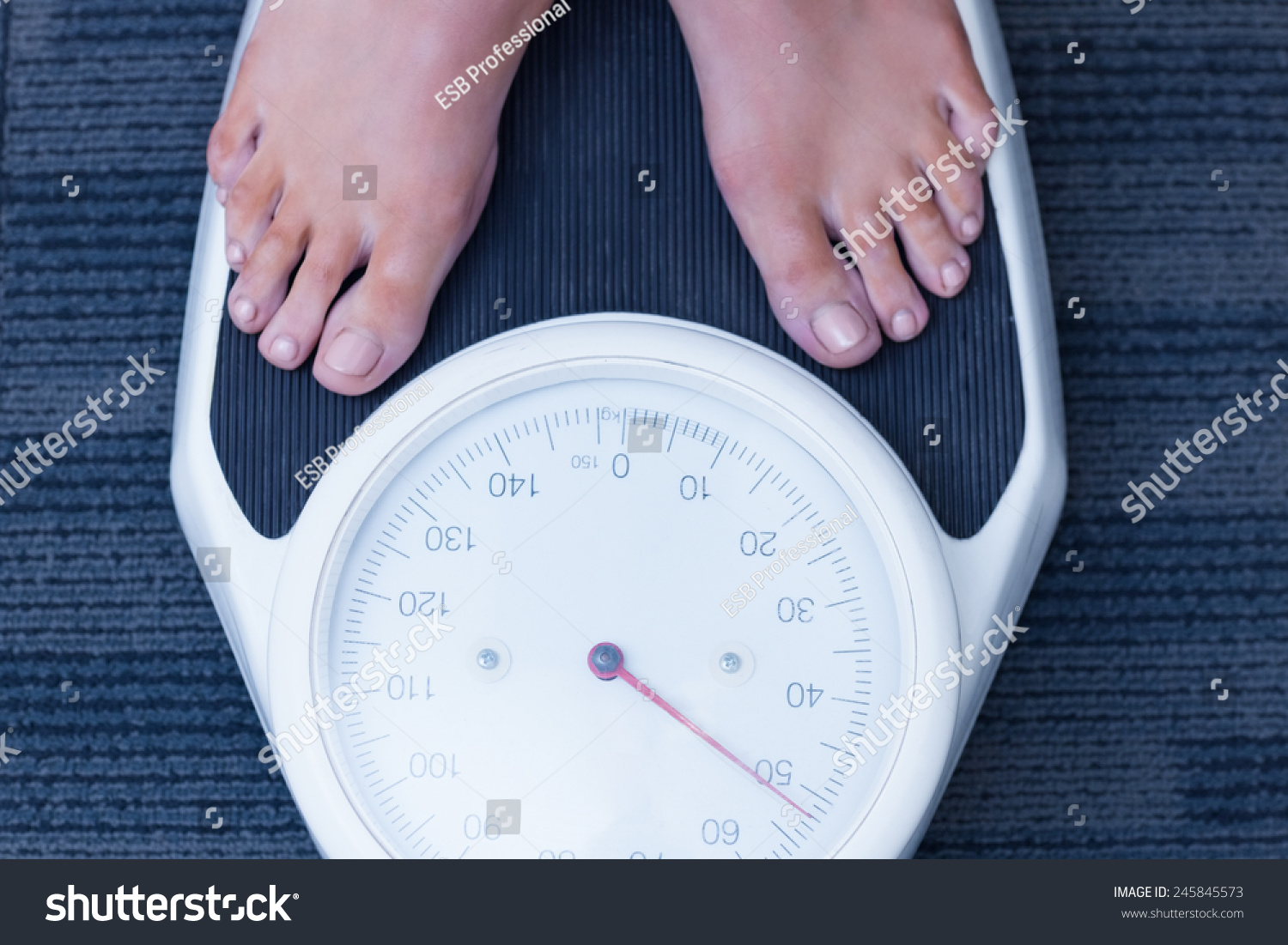 Close Woman Standing On Scales Hospital Stock Photo