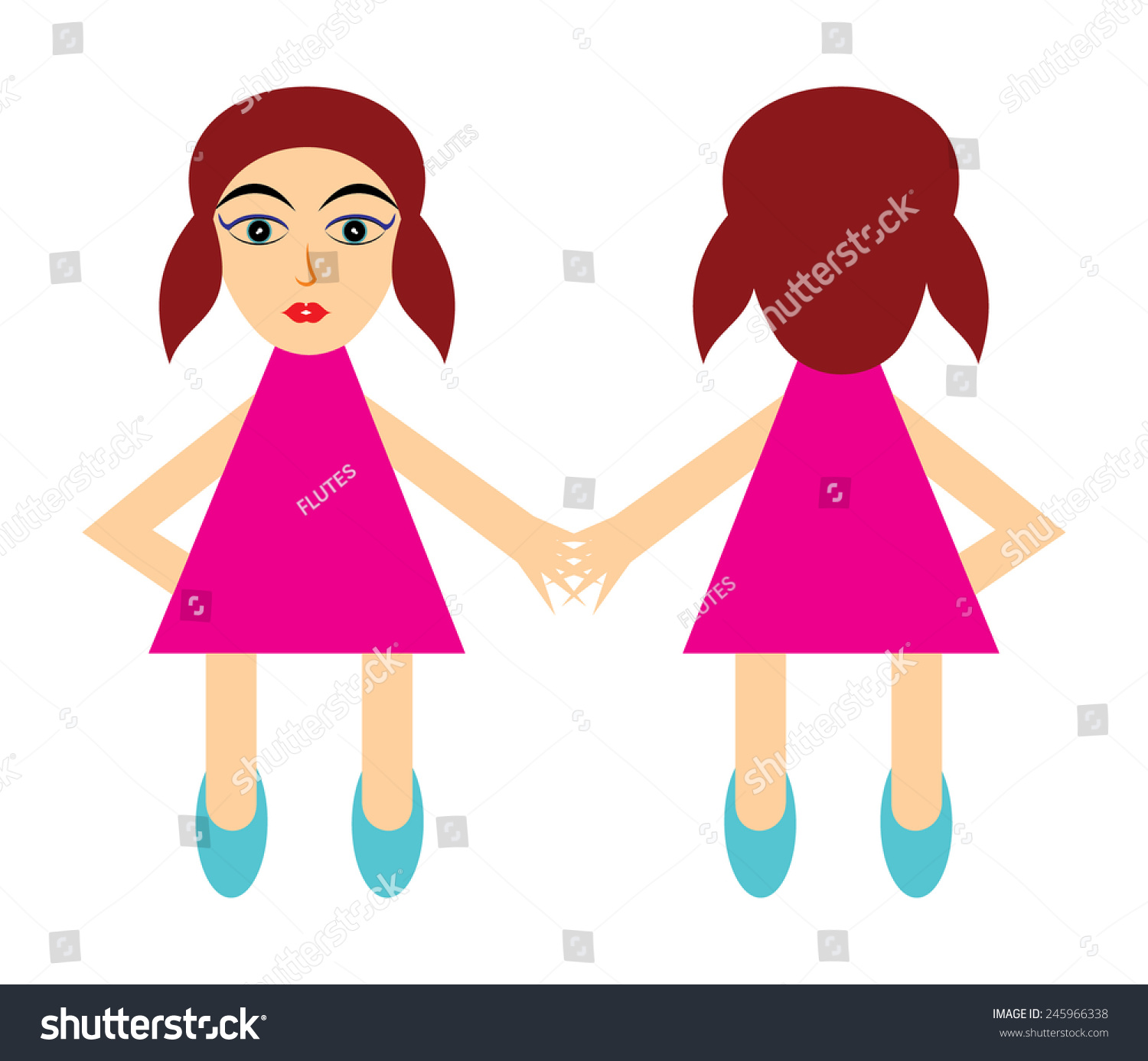 Illustration Little Girls Stock Vector (Royalty Free) 245966338 ...