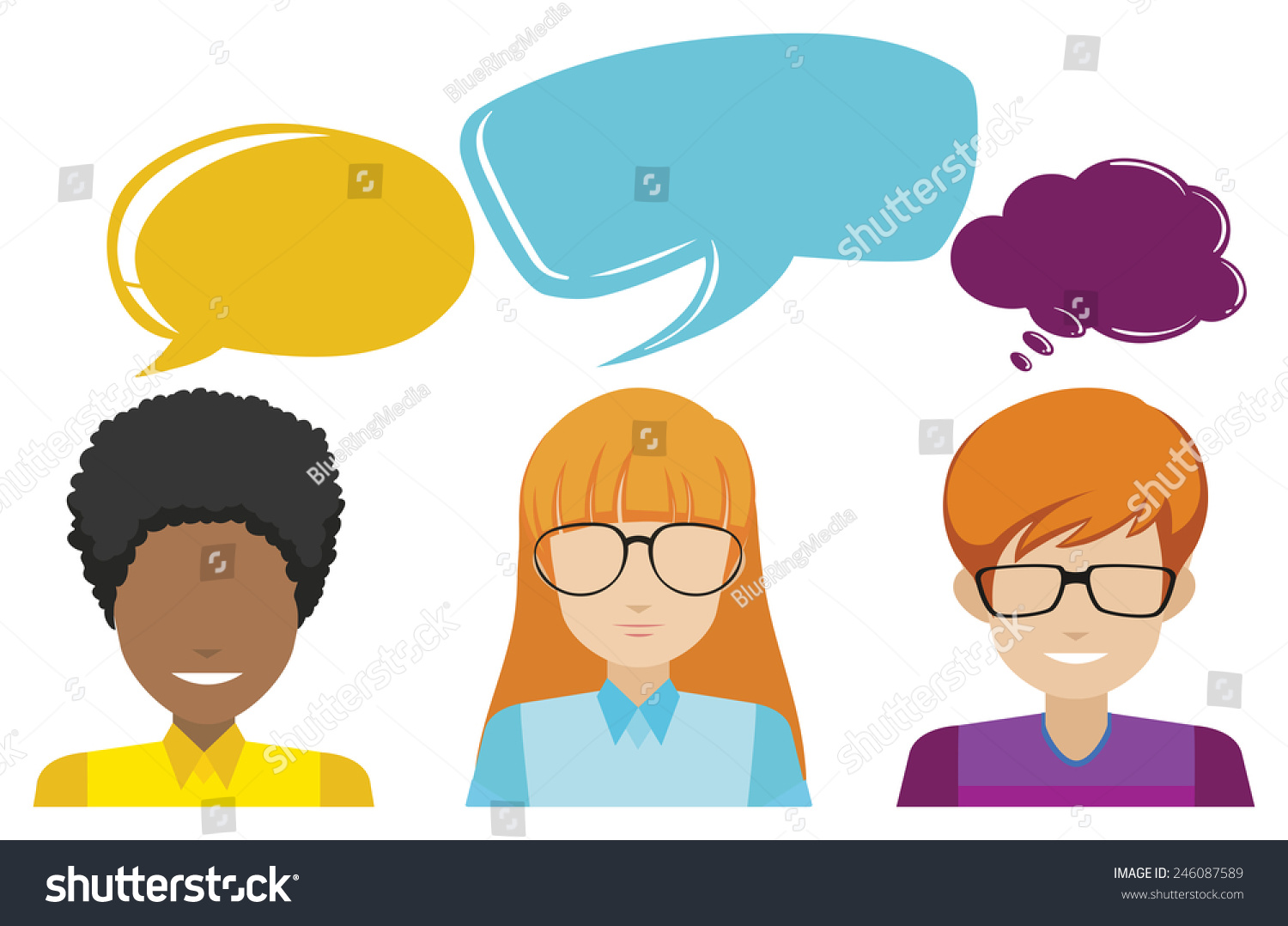 Three People Empty Thoughts On White Stock Vector (Royalty Free ...