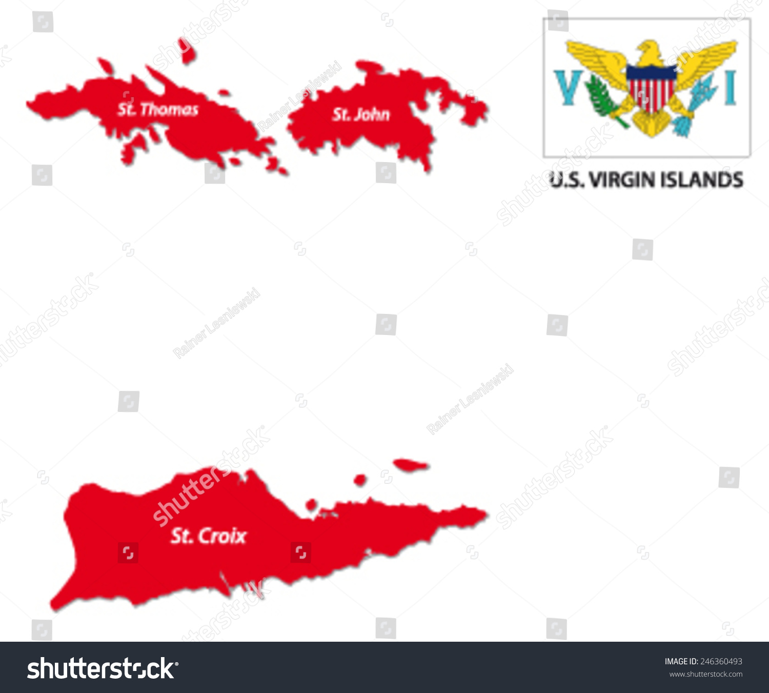 Us Virgin Islands Map Flag Stock Vector Royalty Free 246360493 6892