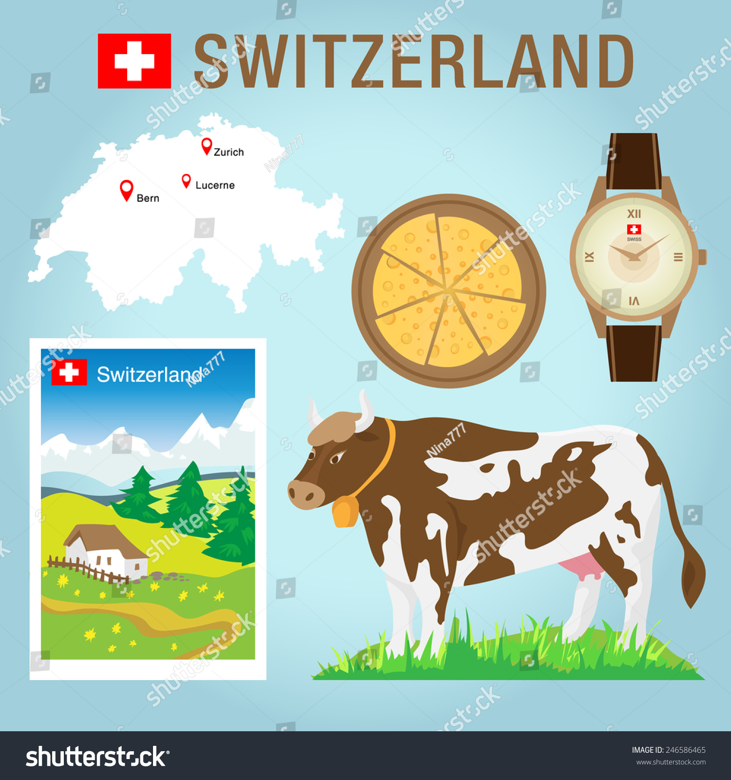 Travel Concept Switzerland Landmark Design Vector Stock Vector Royalty Free 246586465 Travel Concept Switzerland Landmark Design Vector Stock Vector Royalty Free 246586465