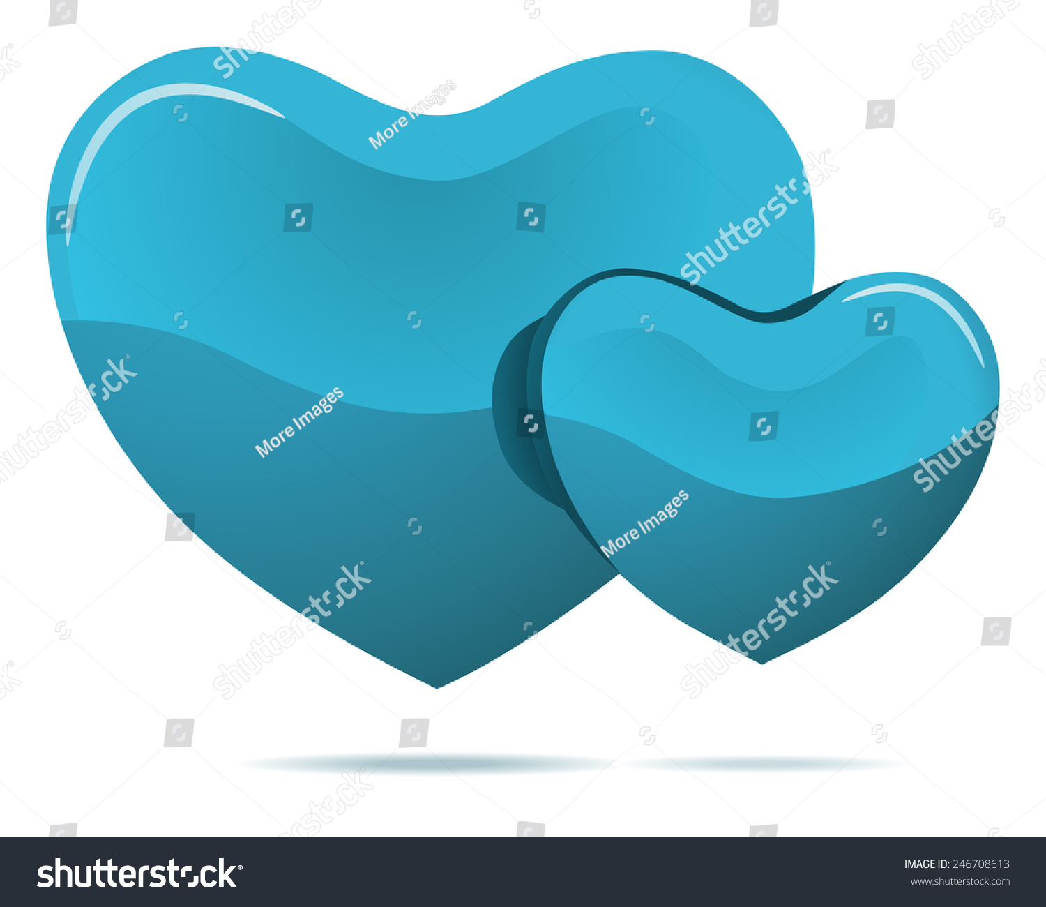 Two Cyan Hearts Isolated On White Stock Vector (Royalty Free) 246708613 ...
