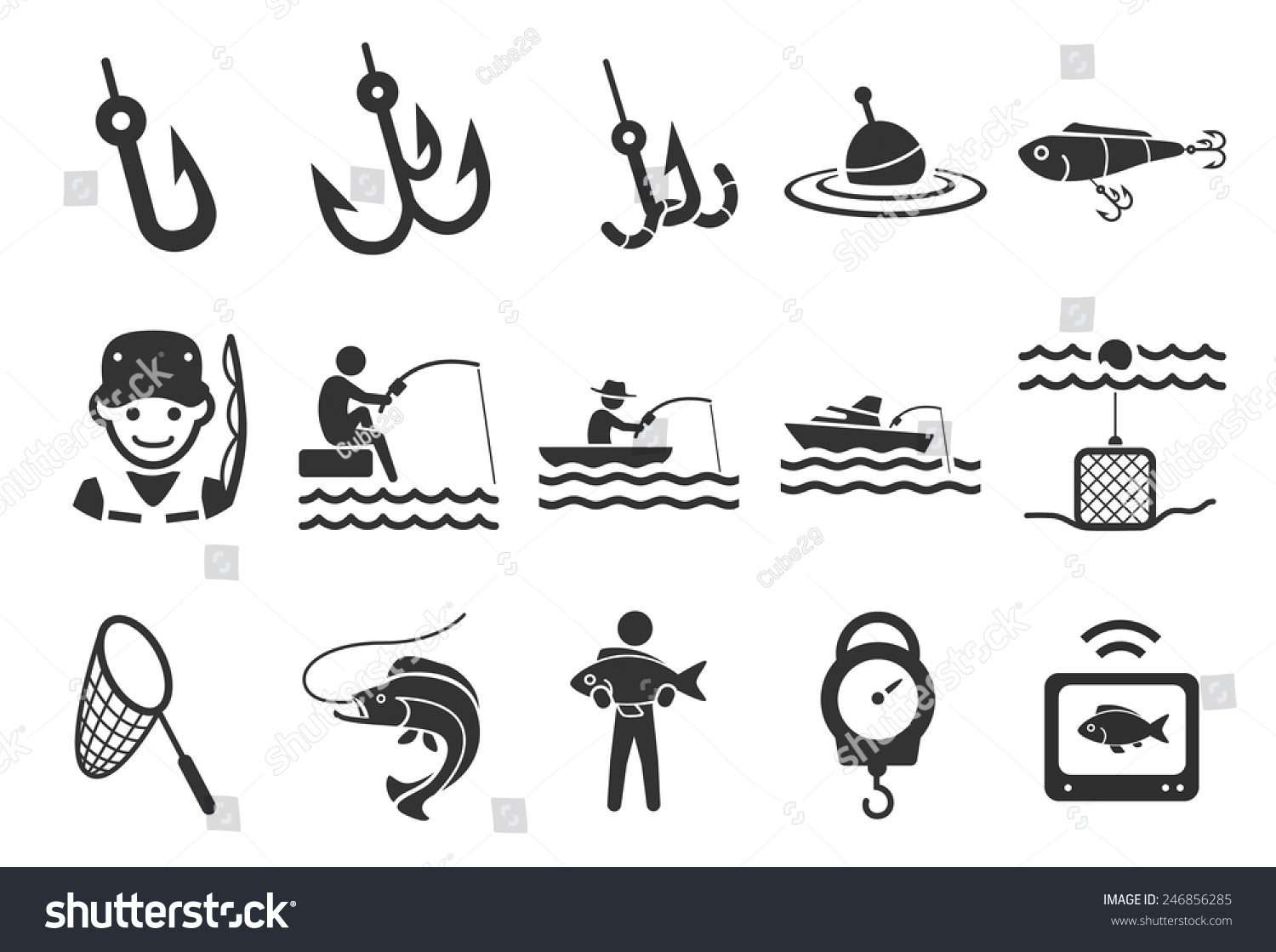 Fishing Vector Illustration Icon Set Included Stock Vector (Royalty ...