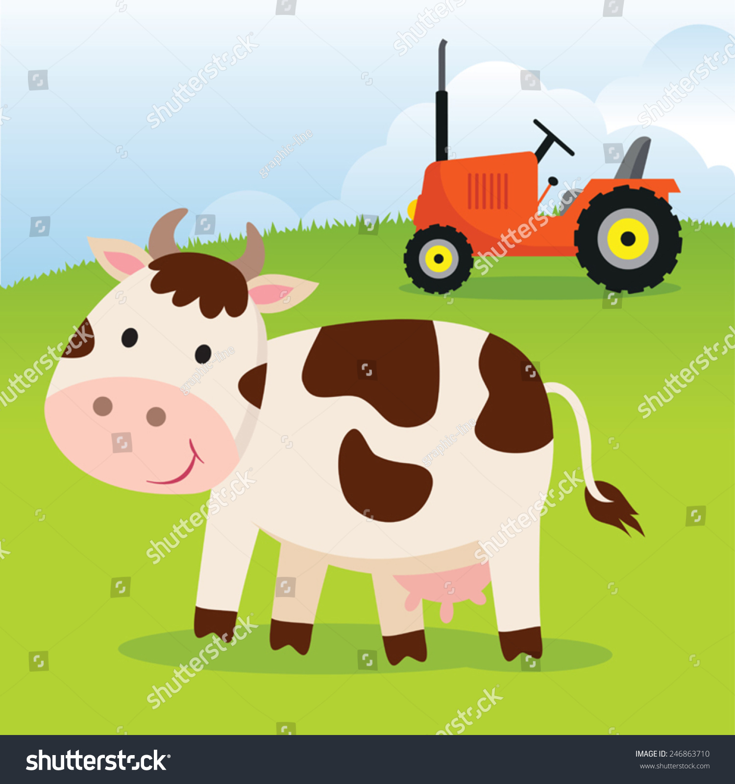 Трактор и корова
